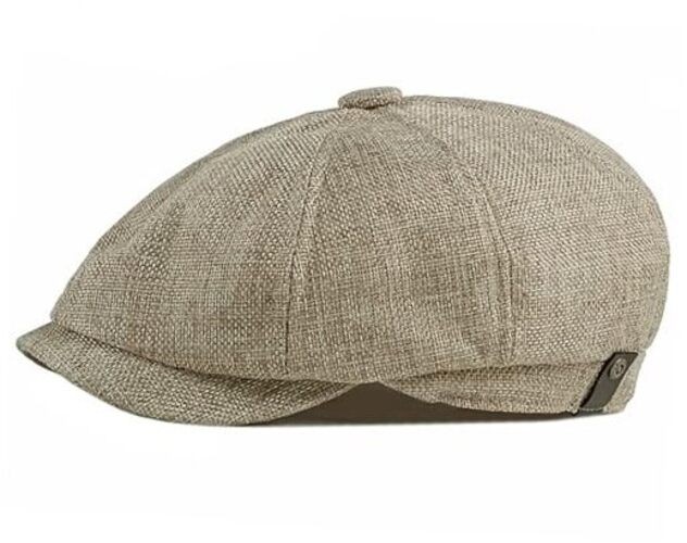 Newsboy Cap for Men 8 Panel Vintage Cabbie News Flat Gatsby Mens Hats Khaki