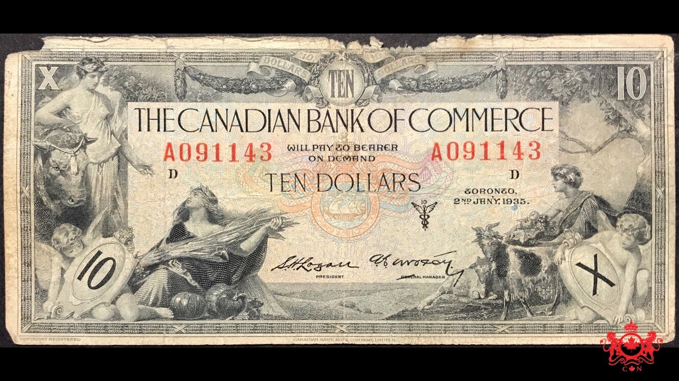 1935 The Canadian Bank Of Commerce 10$ T3 Arscott A091143 - F/VF - B.V 170$