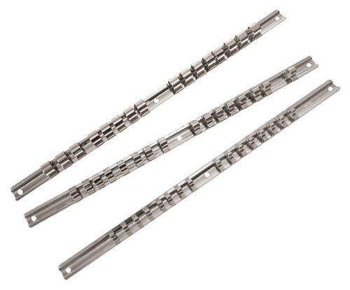 Ullman Steel Socket Rail Set Organizer Holder 3pc 1/4 3/8 1/2 Metric SAE USA