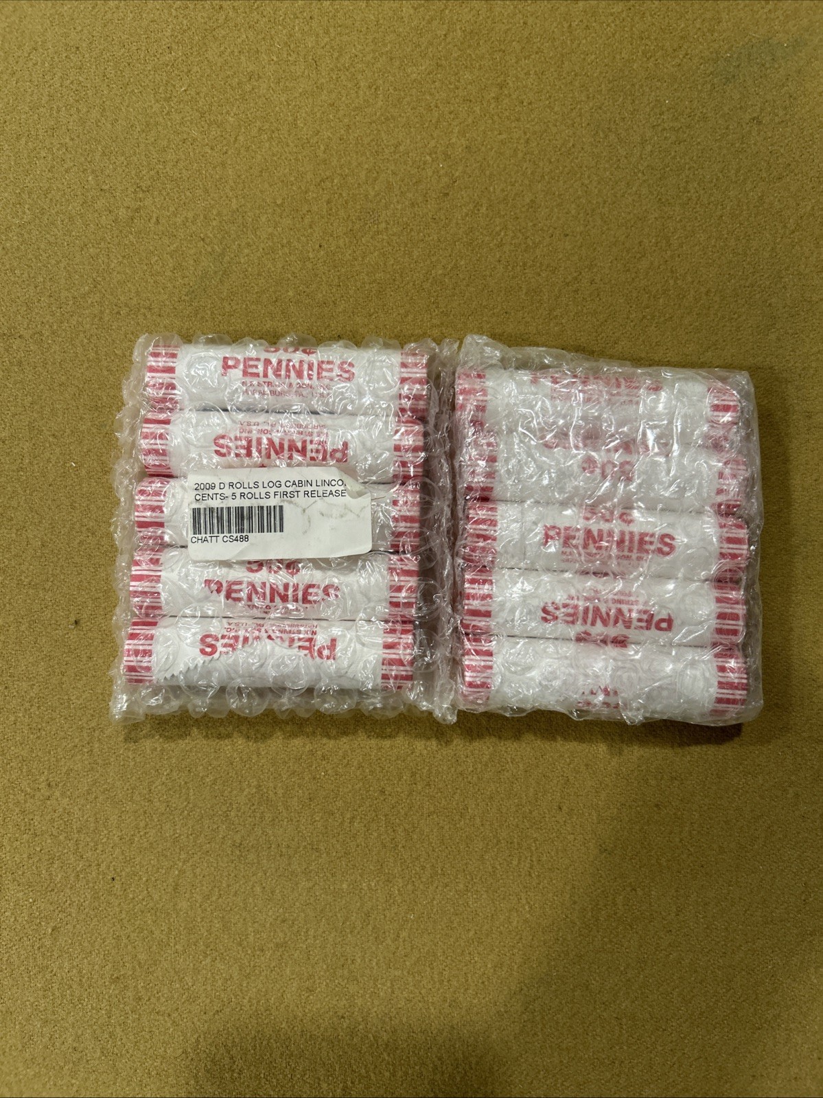 2009 P/D Lincoln Pennys Log Cabin 5 Rolls