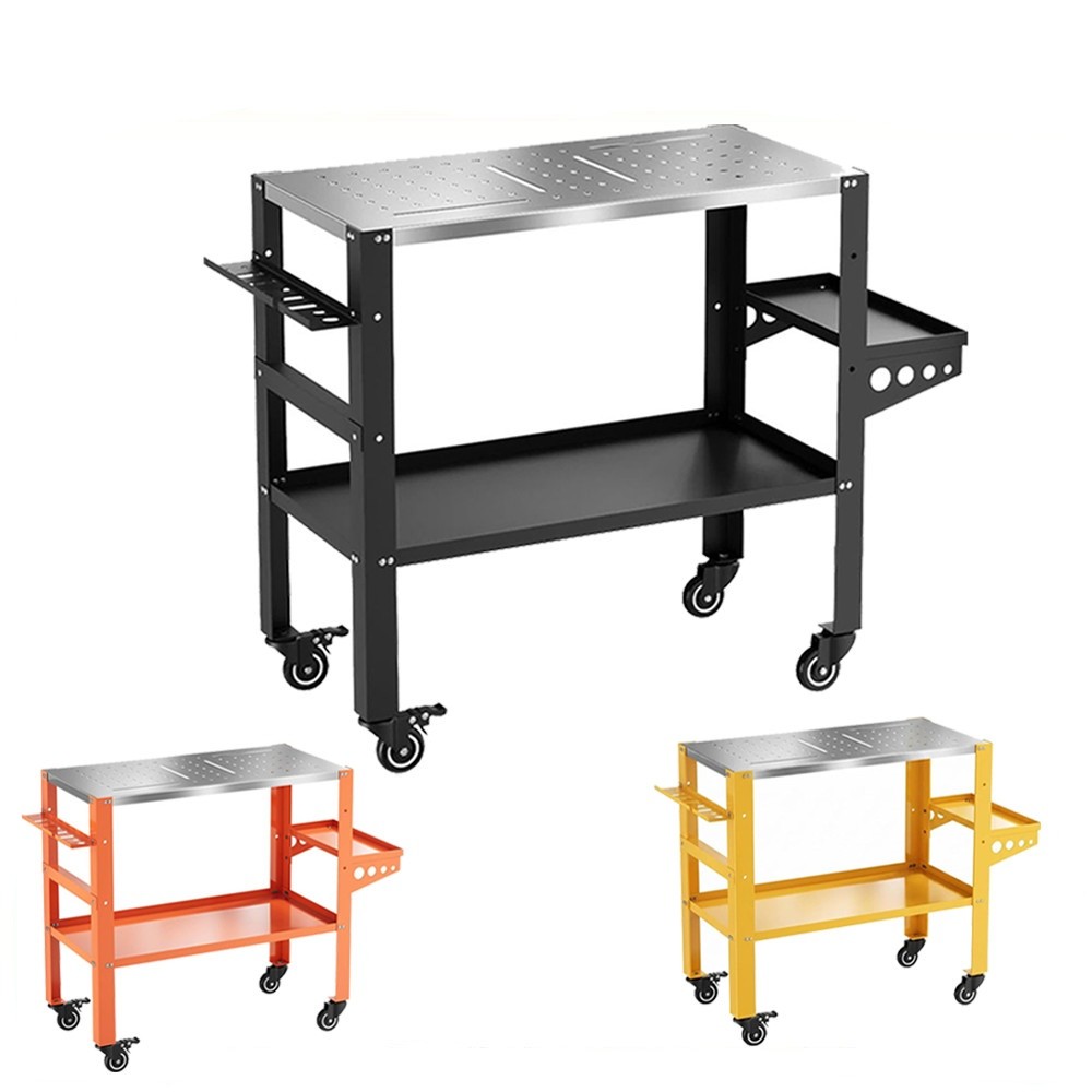 Heavy Duty Welding Table 36x18 1200 lb Steel Workbench Cart with Wheels
