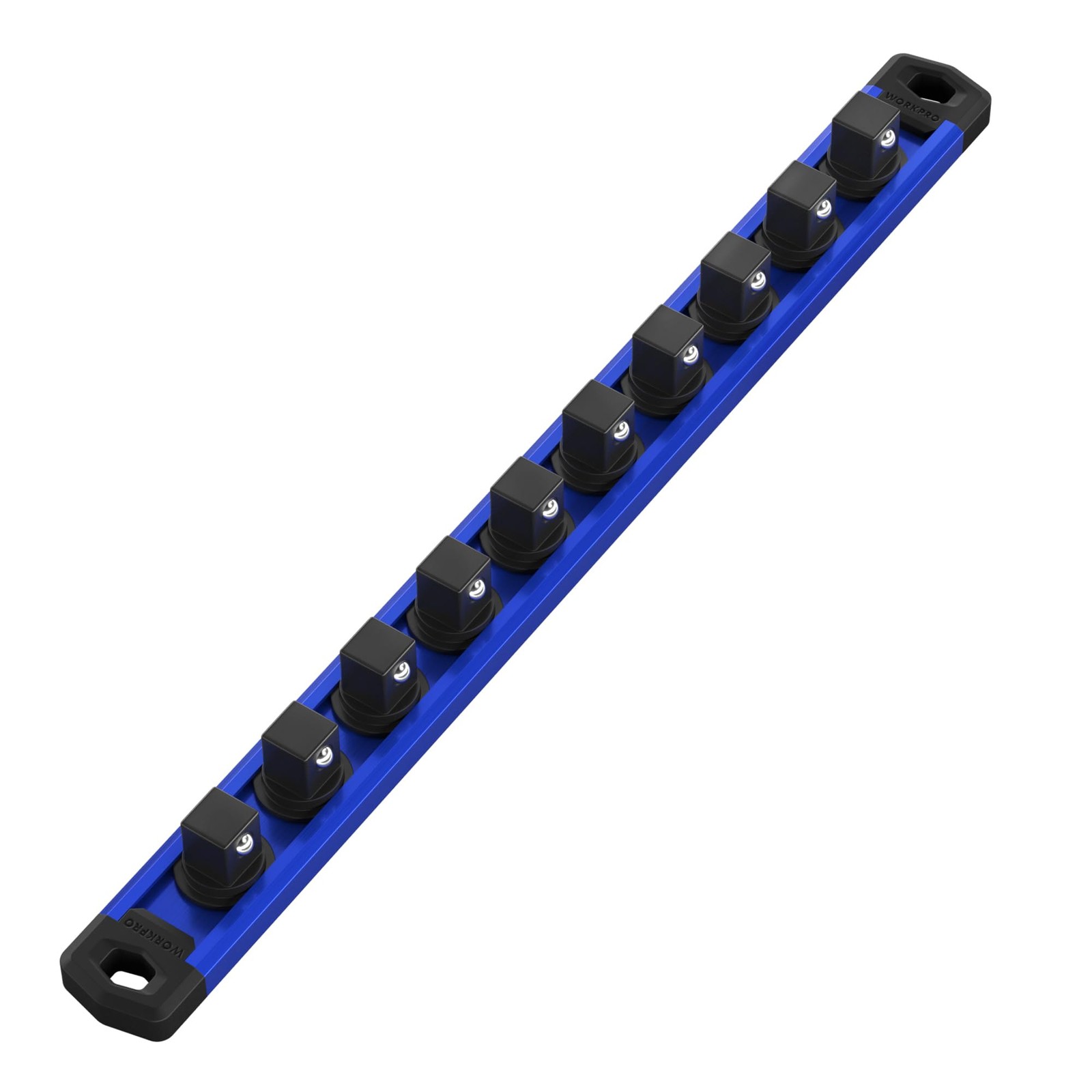 WORKPRO Magnetic Socket Organizer, 3/8-Inch Drive Aluminum 3/8" DR, Blue
