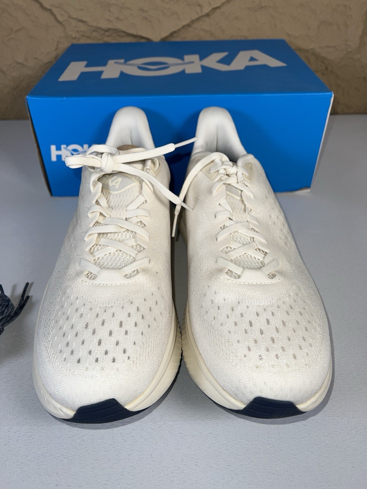 Hoka One One Mach 6 1164032-ALK Sneakers Men's US Size 13 Beige Running Shoes