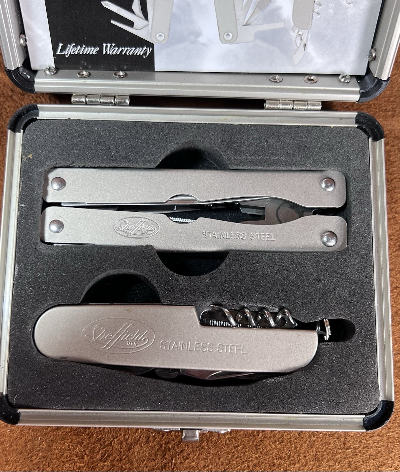 New SHEFFIELD 2 Piece Multi Function TOOL BOX 14 in 1 Multi Tool & Knife! Unused