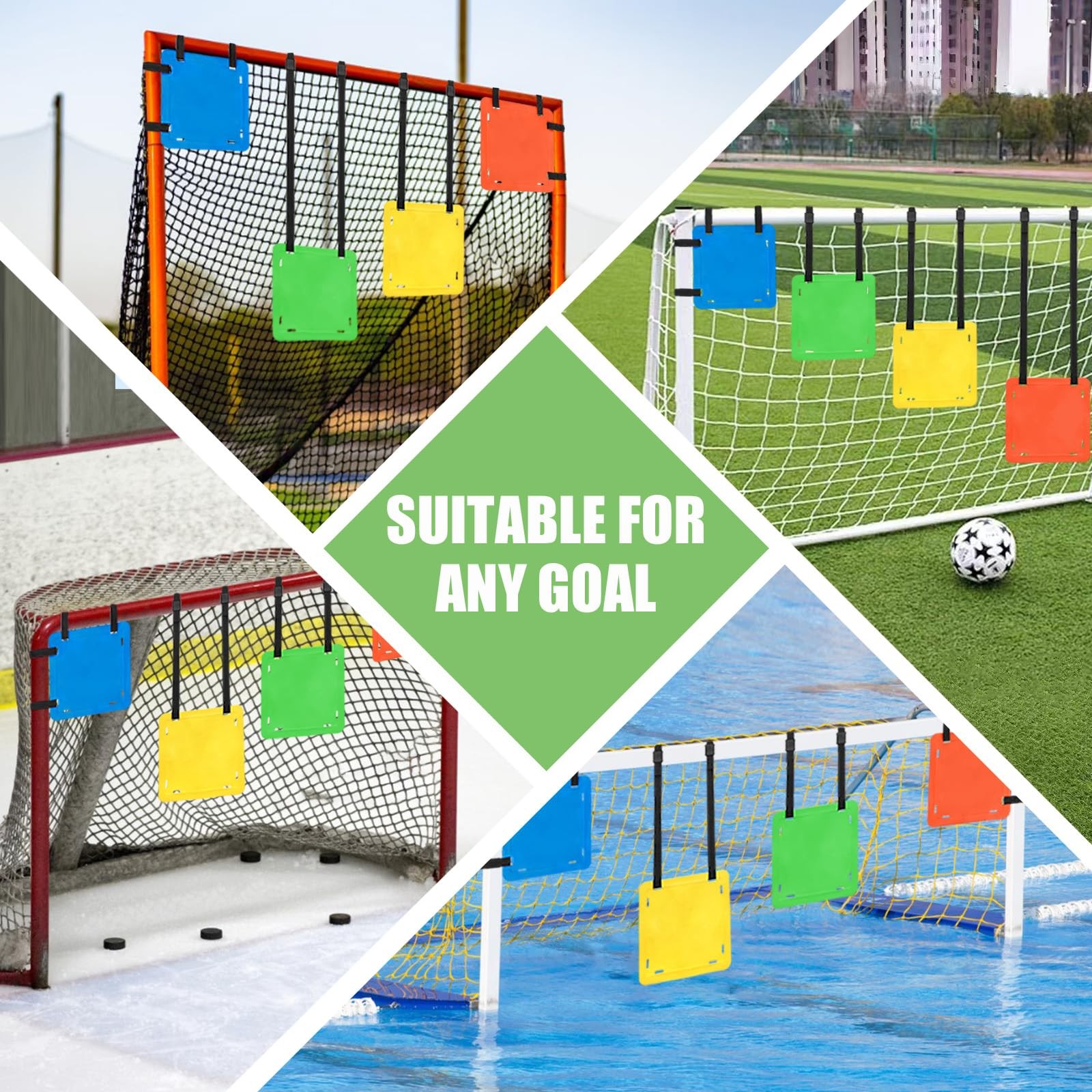 4PCS Soccer Goal Targets, 12" Sides Square with Adjustable Straps