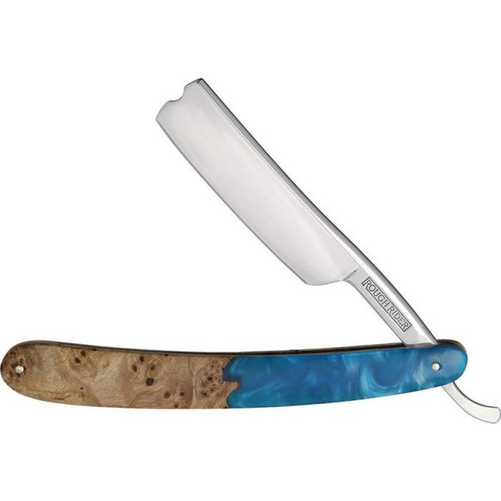 Rough Rider Razor Pandora Swirl Blue Resin Wood Handle Folding Knife - RR2649