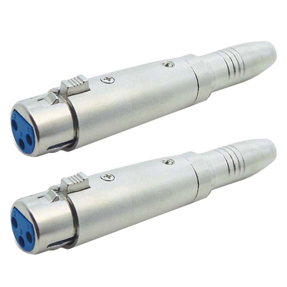 2 Pcs XLR 3 Pin Female to 6.35mm 1/4" Female Stereo Audio Mic Adapter Converter
