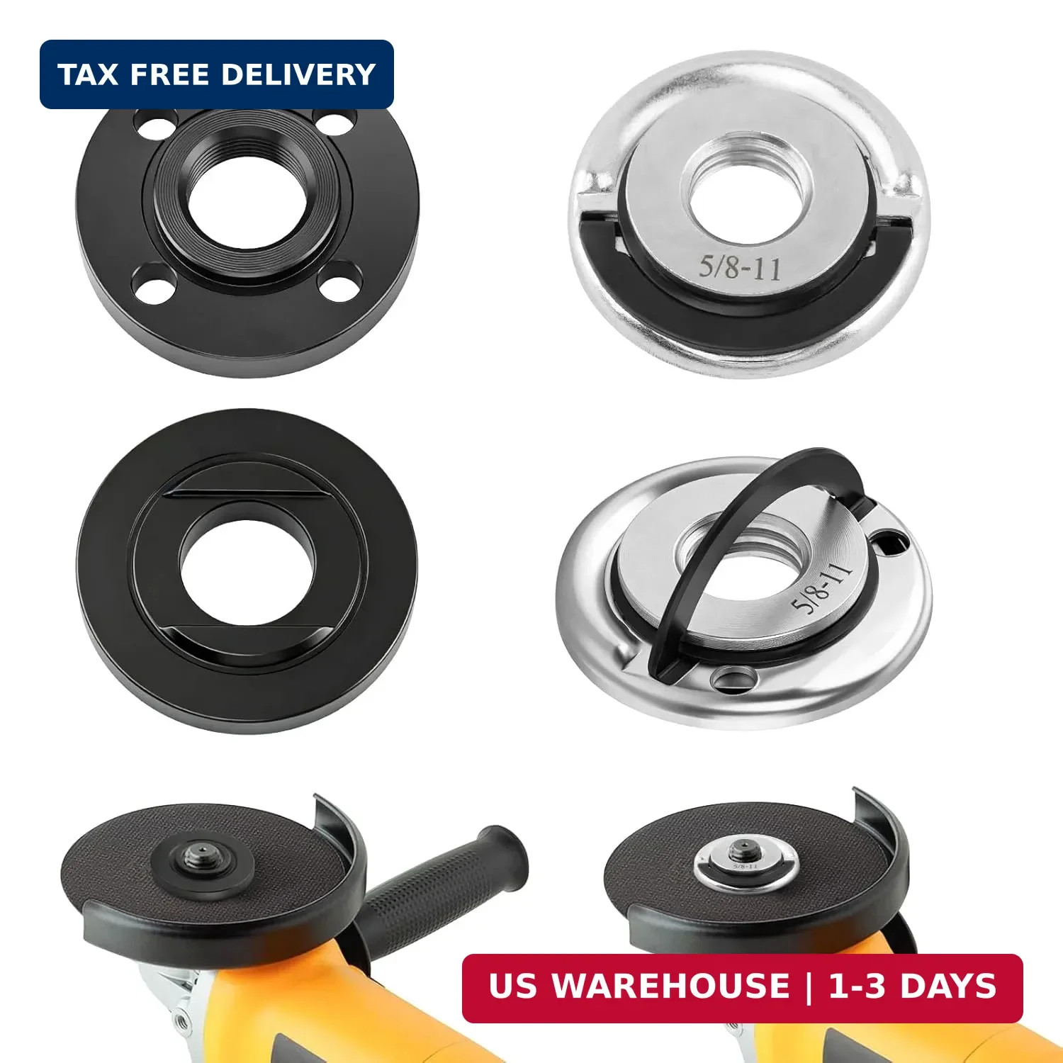 2Pcs Angle Grinder Nuts with 2 Lock Nut, 5/8-11 Inch Quick Change Angle Grinder