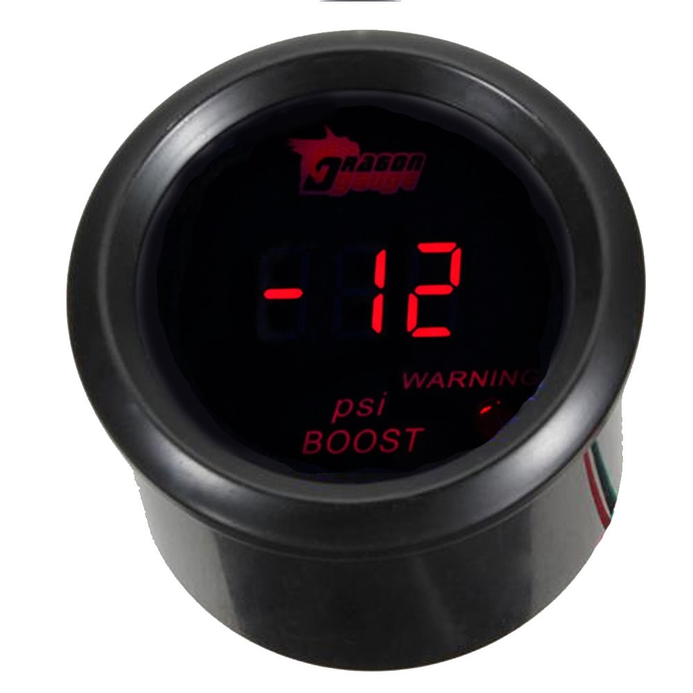 ESUPPORT Car 2" 52mm Digital Turbo Boost Gauge Red LED Light PSI