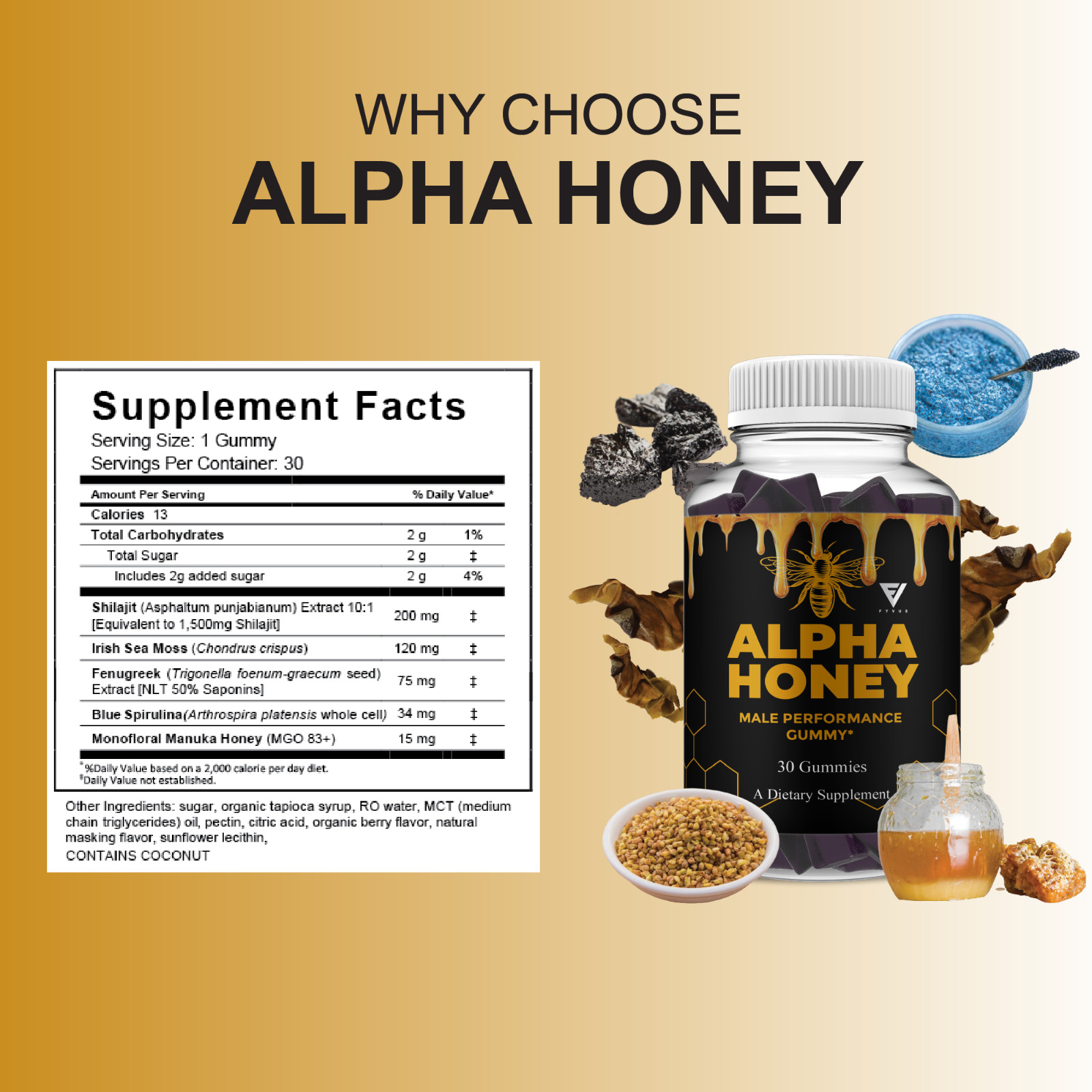 Alpha Honey Performance Gummies, AlphaHoney Supplement (30 Gummies)
