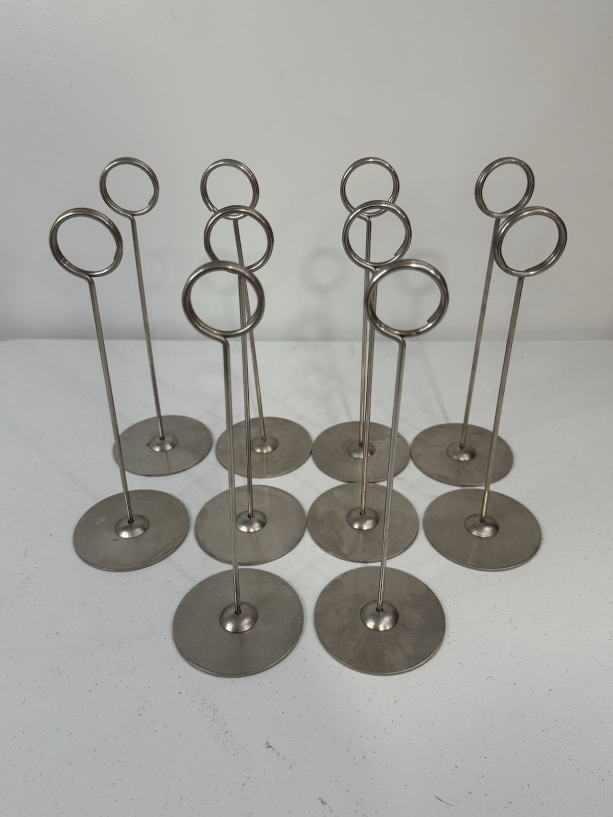 Table Top Card Number/Menu Holders, Set Of 10, Stainless Steel 8”
