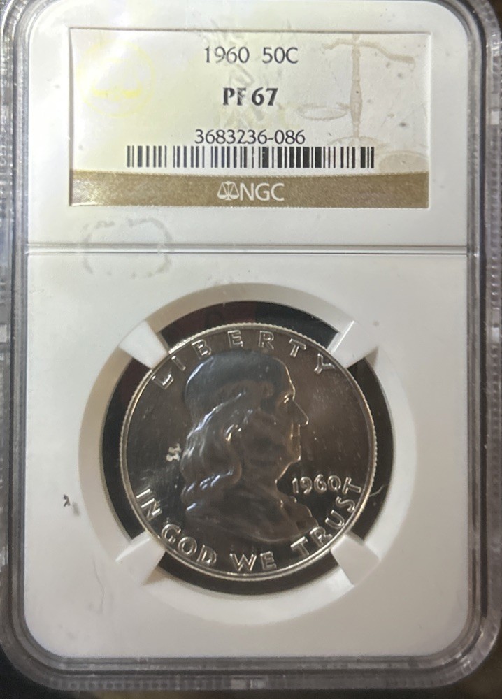 1960 SILVER FRANKLIN HALF DOLLAR 50C NGC PF 67