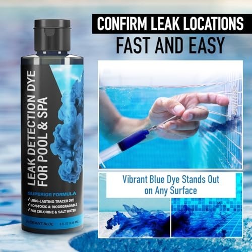 Pool Leak Detection Dye Kit - 75+ Tests, 2 Precision Applicators, 8 OZ Blue Dye