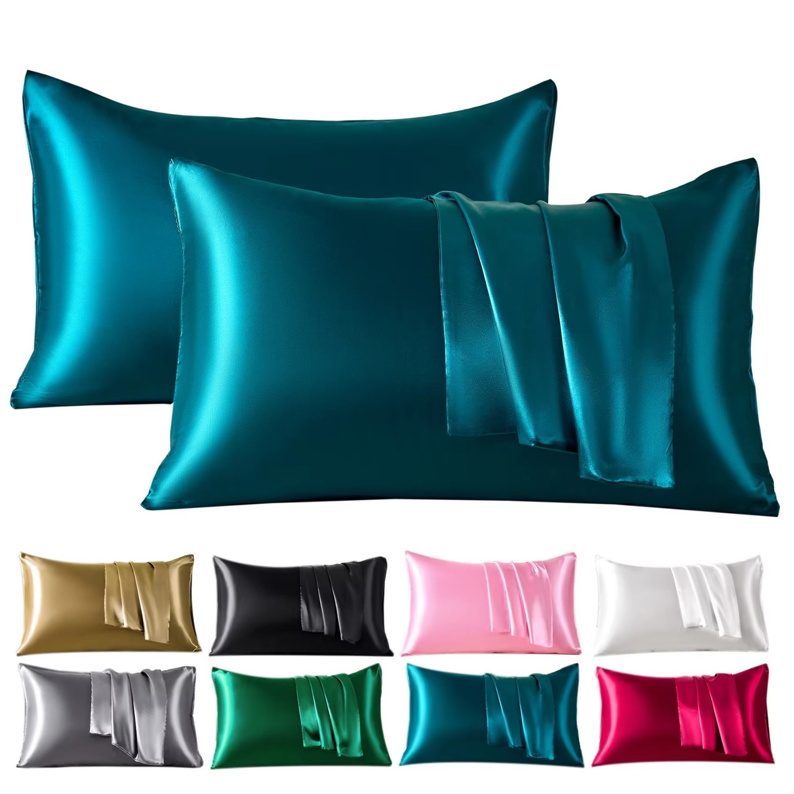 All Sizes, All colors Satin Pillowcase (2 Pack) for Hair Skin Silk Pillow Case