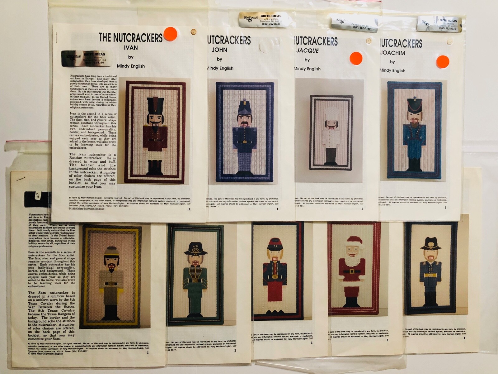 The Nutcrackers Charted Needlepoint Patterns Mindy English Vtg 1993 Lot of 9