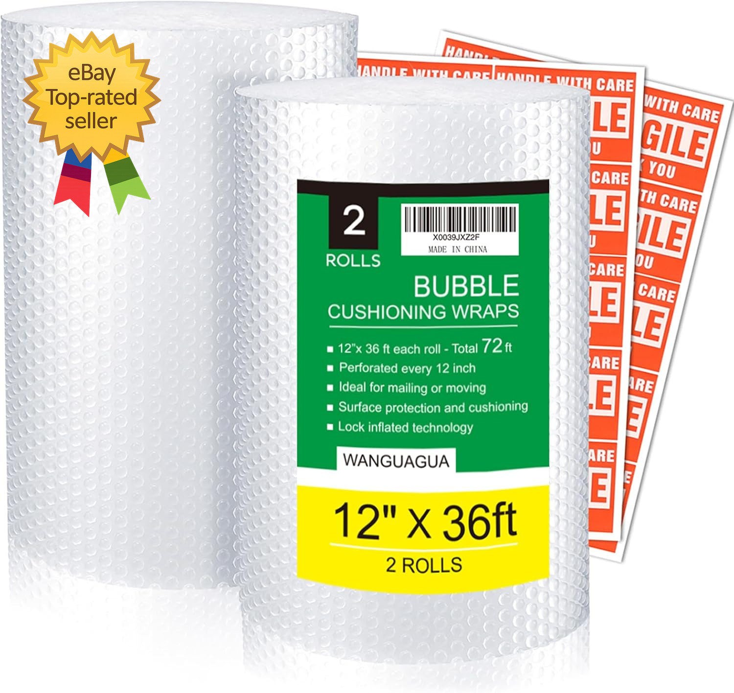 2 Pack 12 Inch X 72 Ft Total Bubble Packing Wrap for Moving Boxes Shipping Cushi