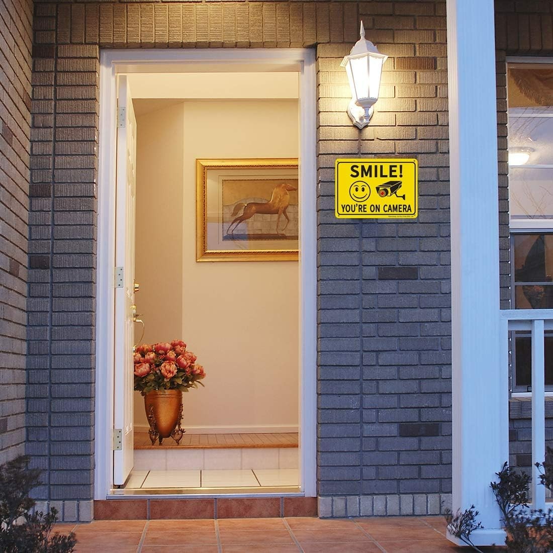 10x7 Smile You’re on Camera Sign - Durable, Reflective Security Signage (2-Pack)