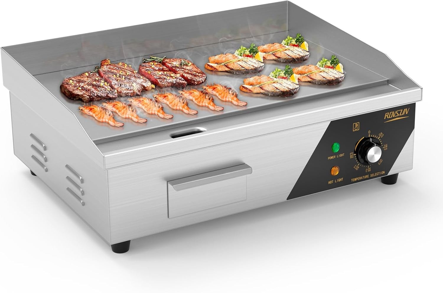 ROVSUN 1600W 22" Commercial Electric Countertop Griddle Flat Top Grill Hot Plate