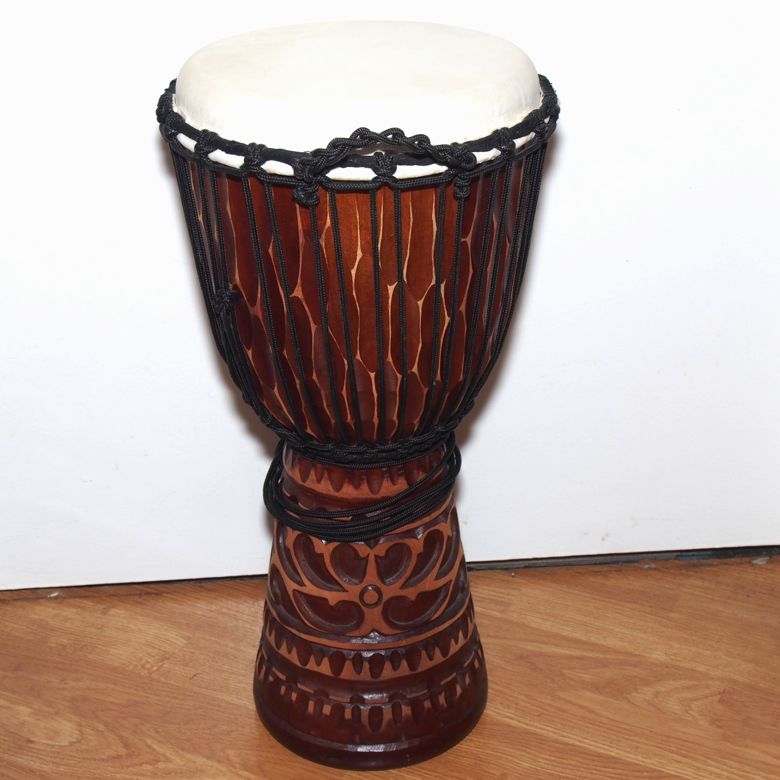 Djembe Drum Full Size African Handmade Carved 20" tall, 10" edge to edge drum