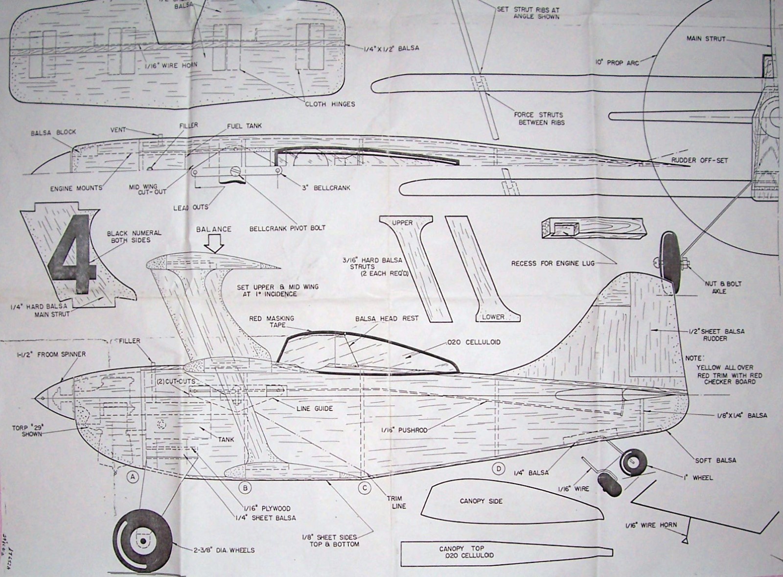 BOUNCING BERTIE PLAN + CONSTRUCTION ARTICLE to Build Famous 32" Model Airplane