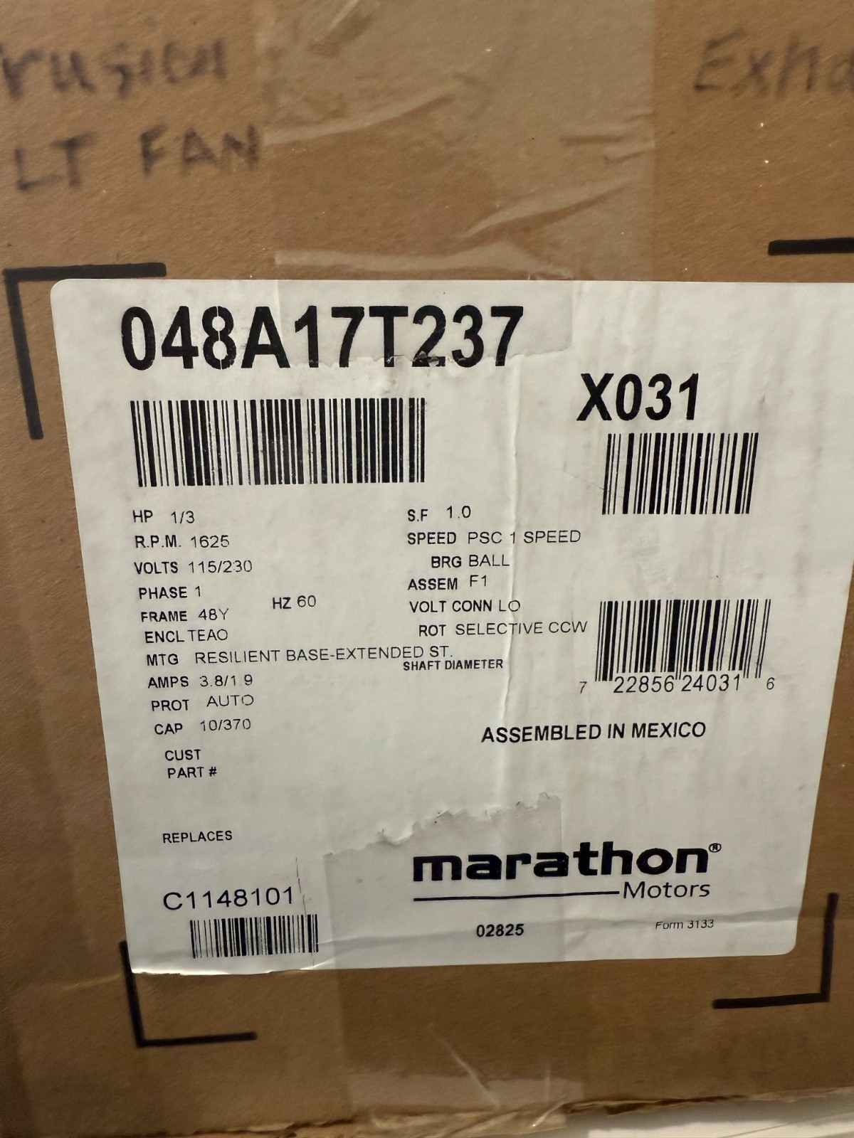 New Leeson 048A17t237 Permanent Split Capacitor General Purpose Farm Duty Motor.