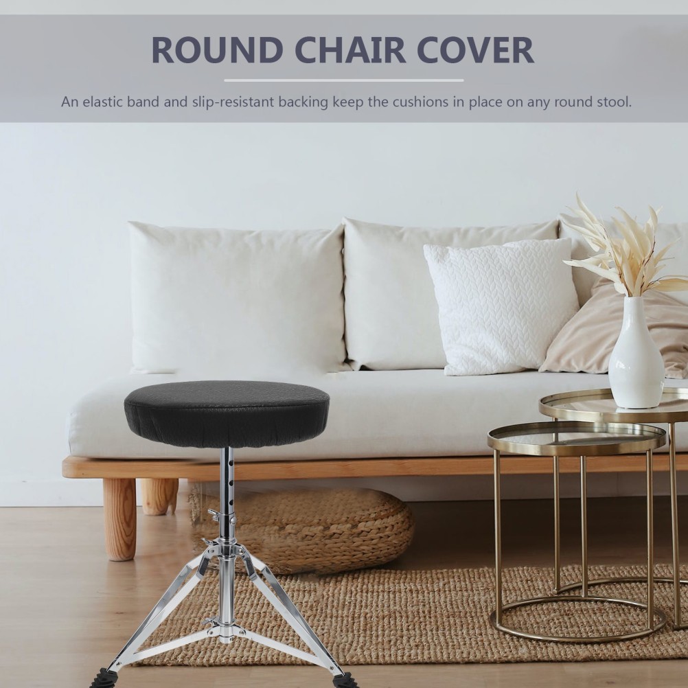 Round Stool Cover Black Slip Resistant Comfortable Protector