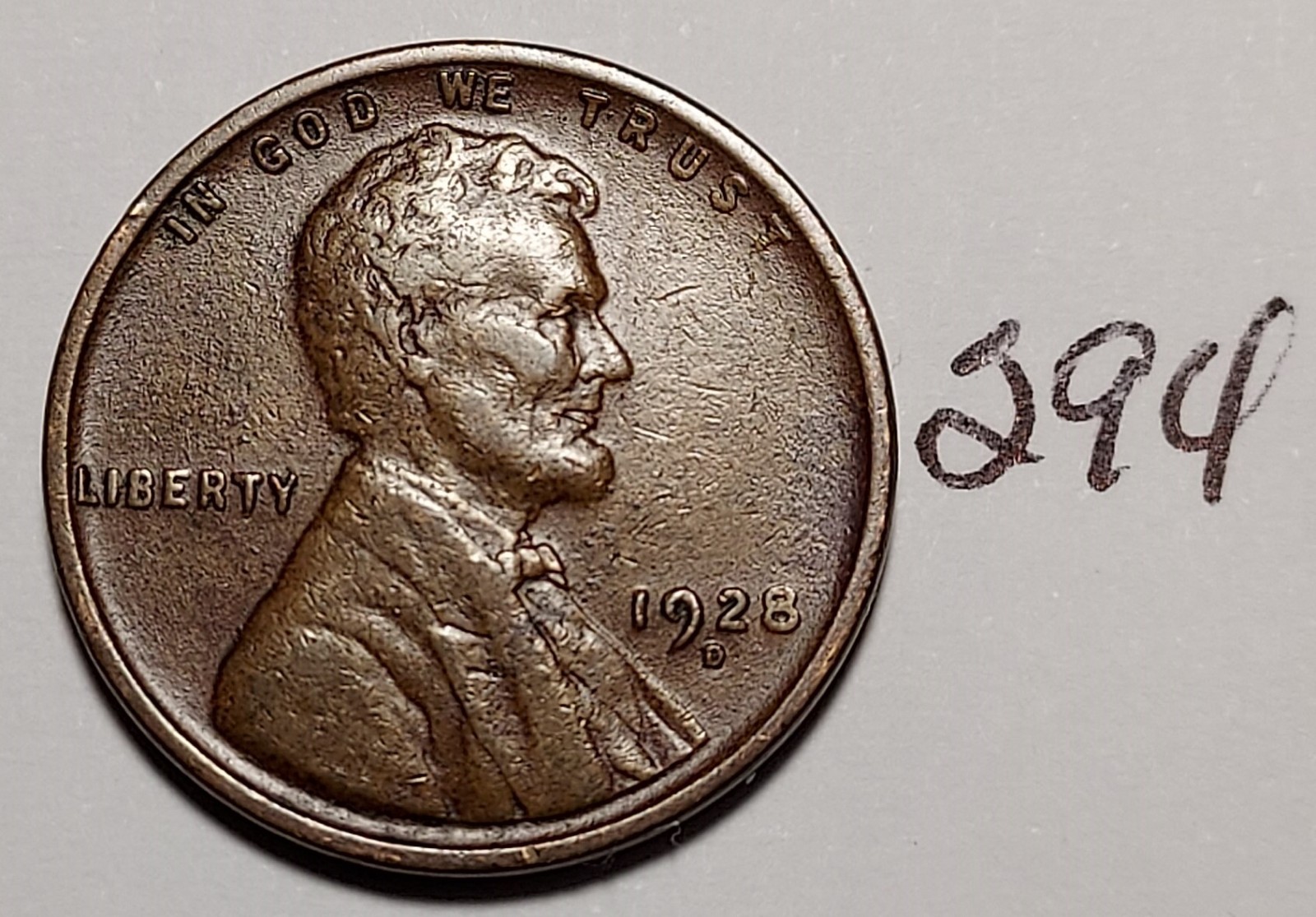 1928-D Lincoln Wheat Cent VERY FINE  #294