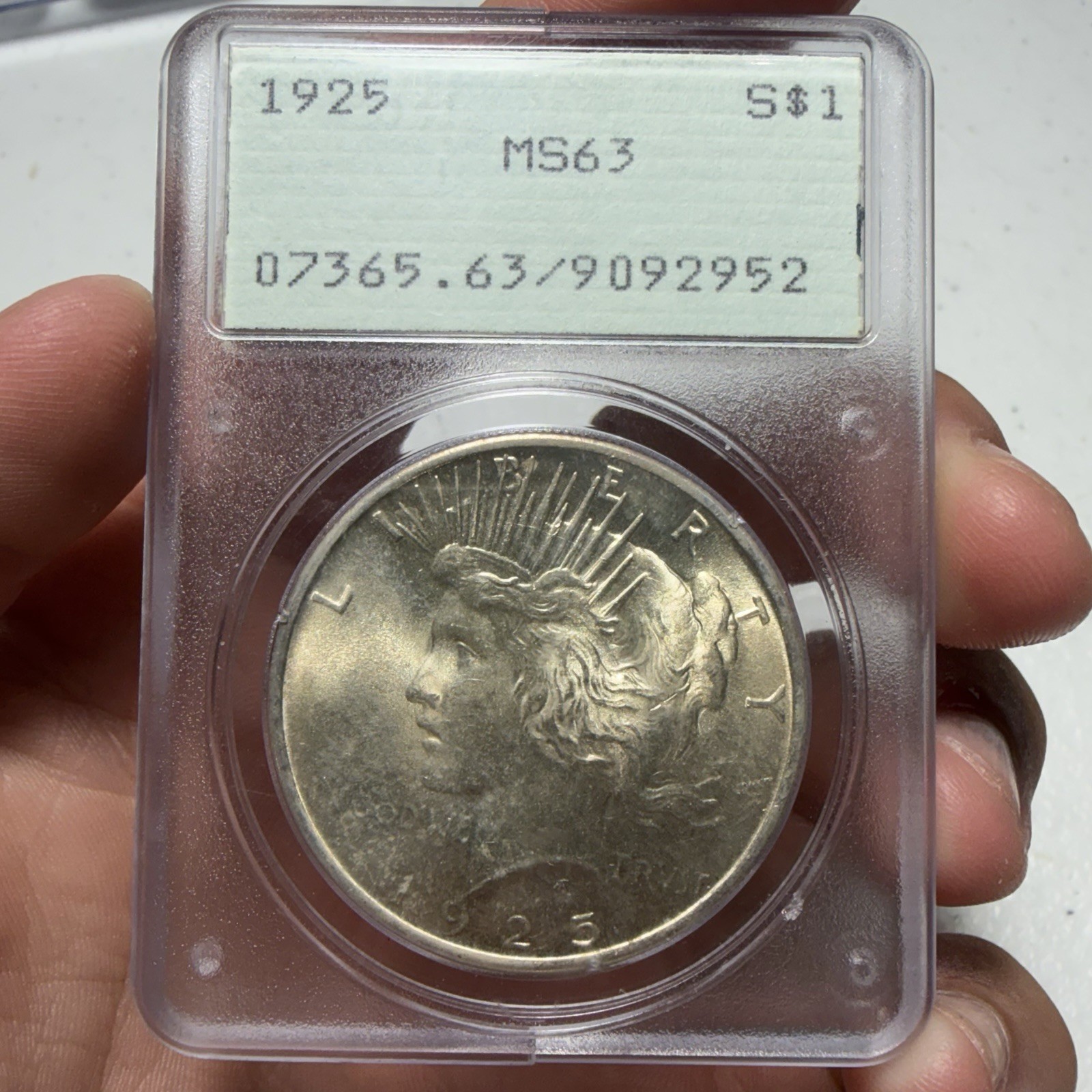 1925 P PCGS MS63 Peace Silver Dollar $1 US Mint Coin Blast White Rare Rattler