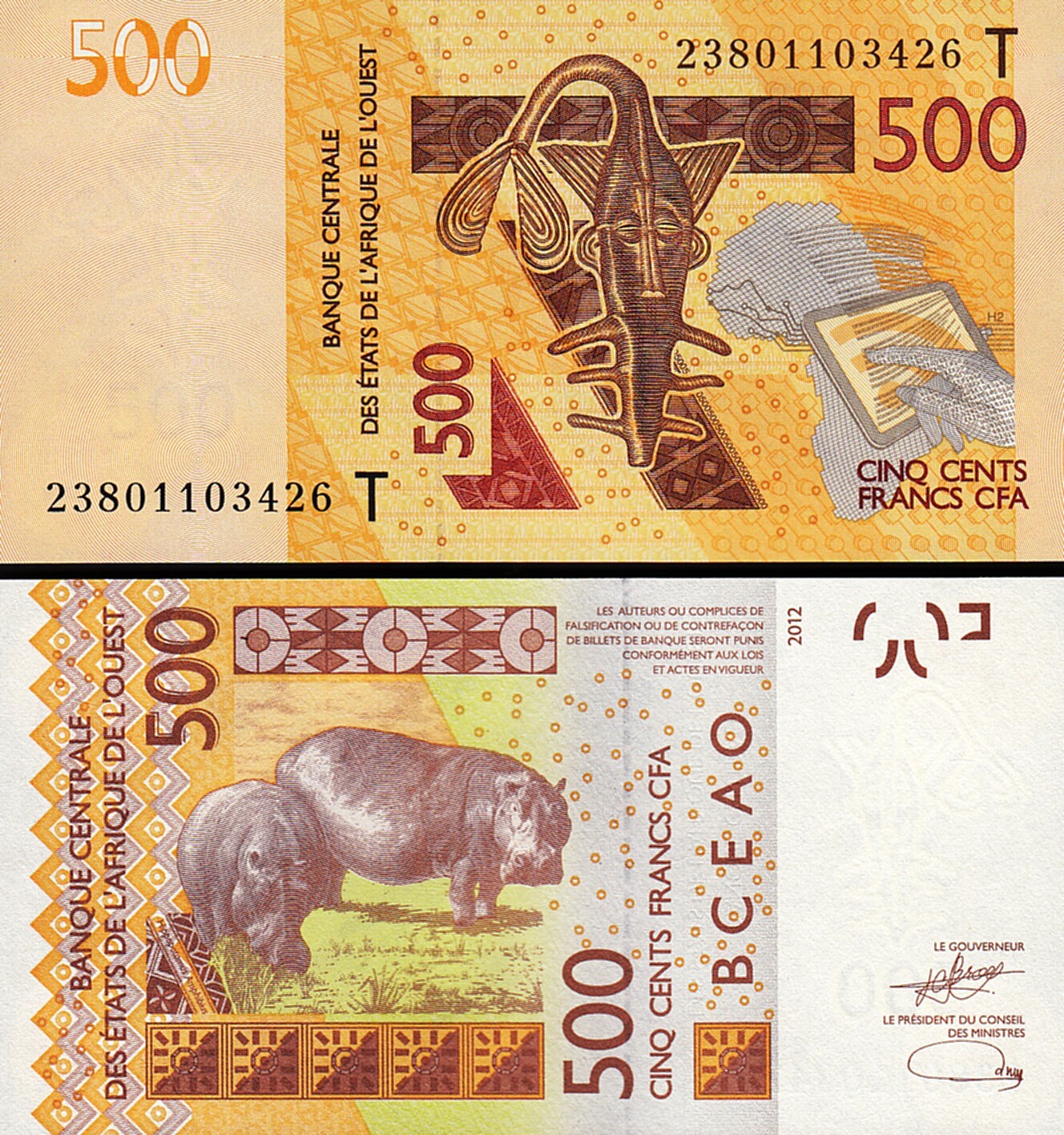 West African States, (T) TOGO 500 Francs 2012 / 2023, UNC, P-819 New Signature