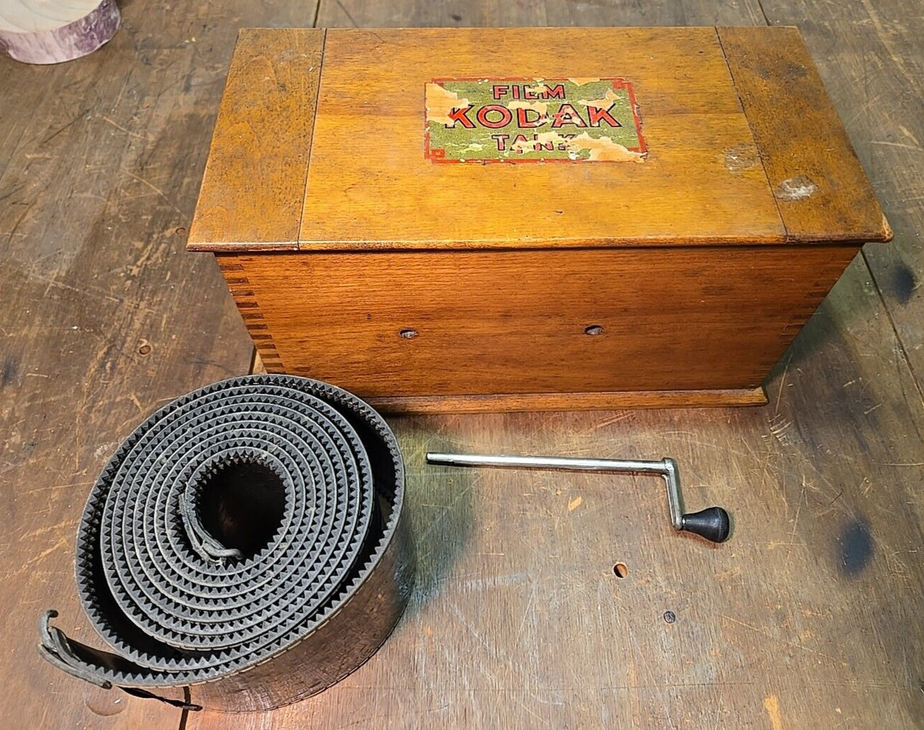 Antique Kodak 2 1/2 inch Film Tank - 10" Wooden Kodak Film Tank Box