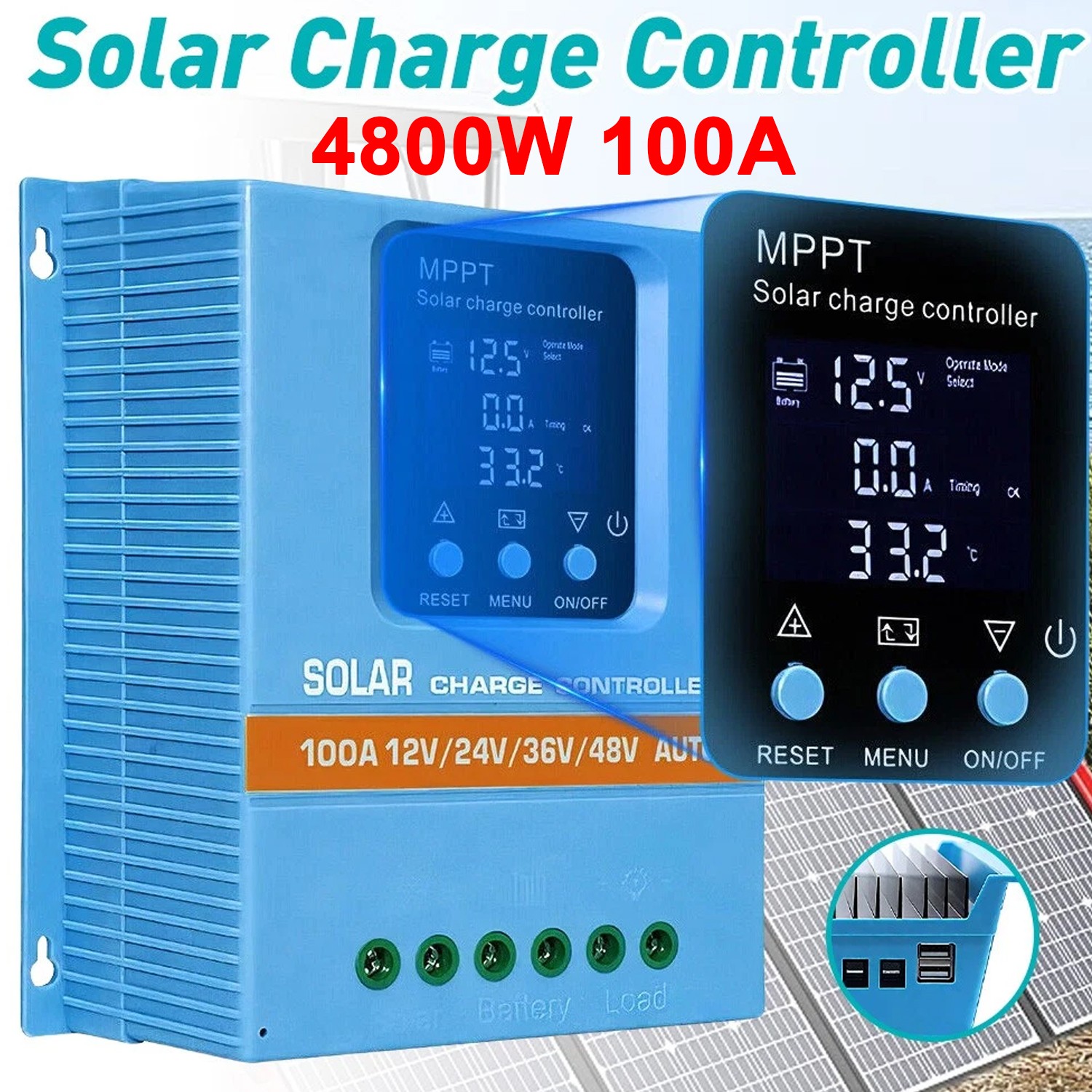 4800W 100A MPPT Solar Charge Controller 12V/24V/36V/48V Battery PV Regulator NEW