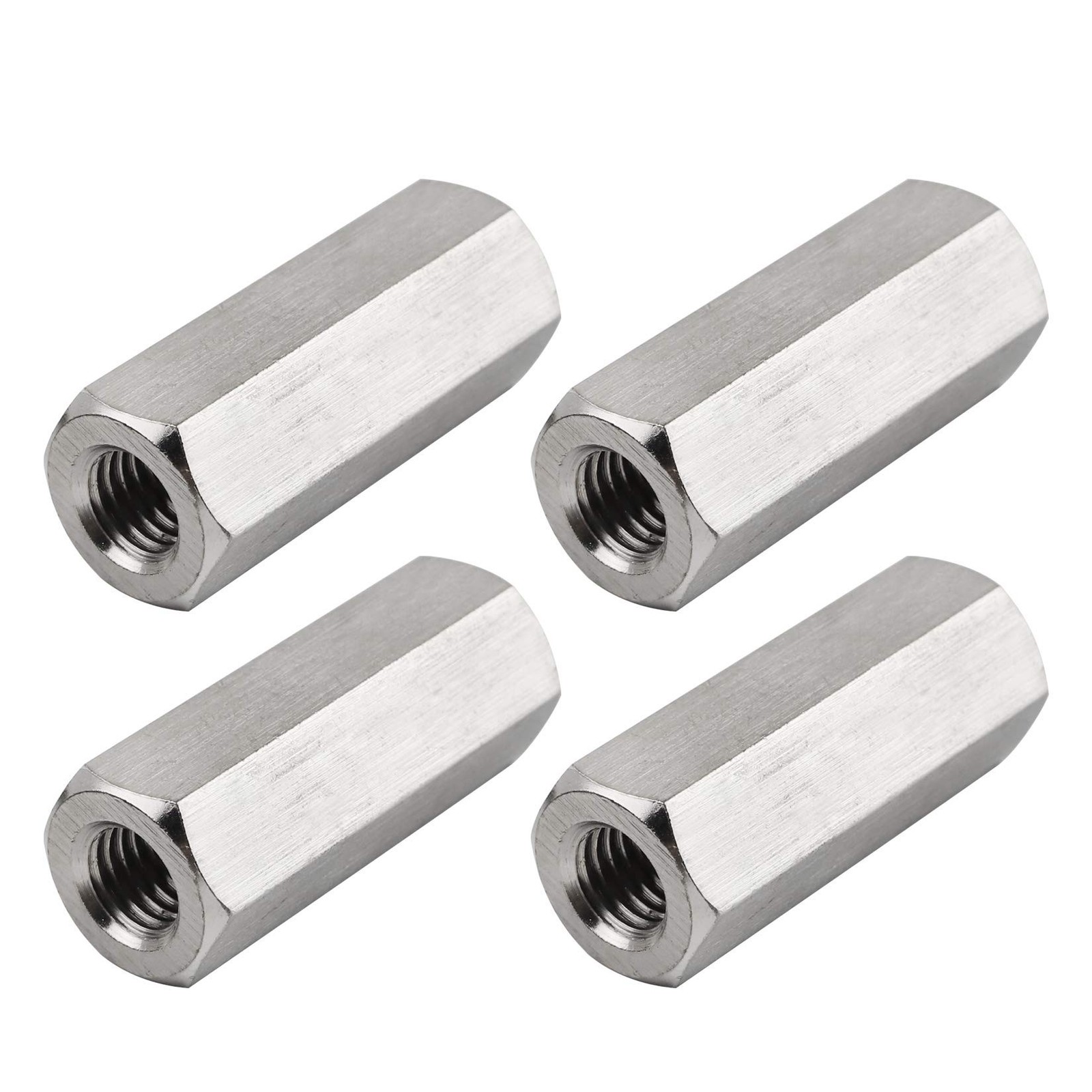 Pack of 4 M8 X 1.25-Pitch 40 mm Length Metric Hex Coupling Nut 304 Stainless ...