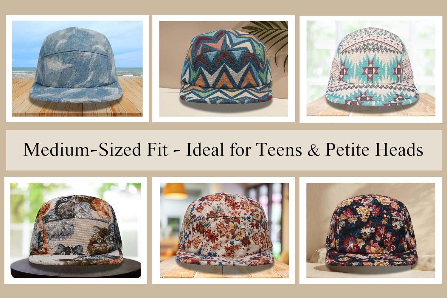5 Panel Camper Hat | Multi-Color Unique Designs | Caps for Men & Women | Larg...