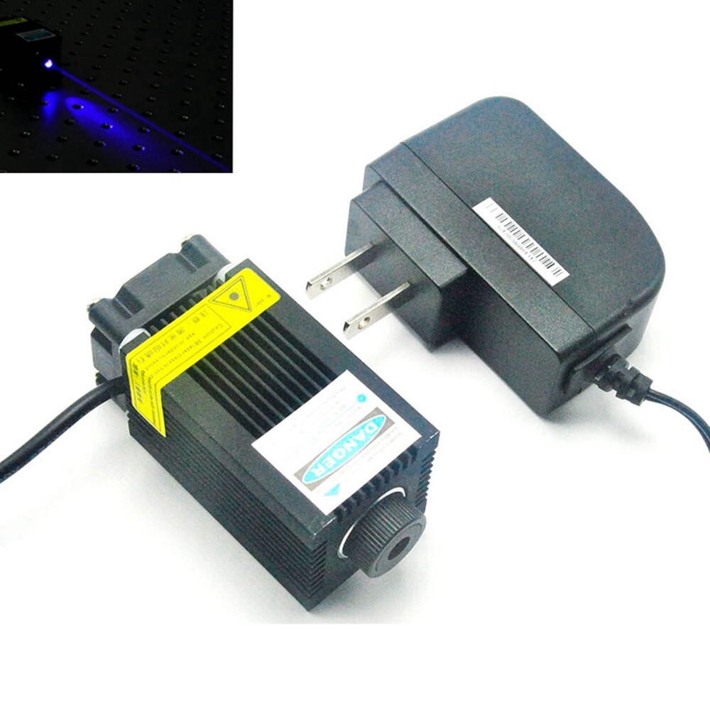 High Power 450nm 1W Blue Dot Head Laser Module with 12V Adapter & Cooling Fan