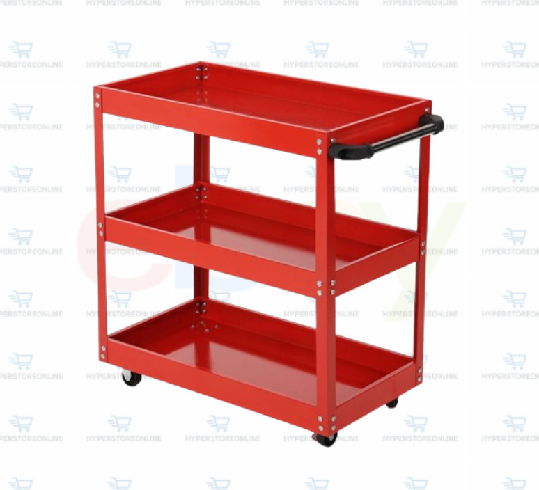MULTIPURPOSE WORKSHOP TOOL TROLLEY TOOL HOLDER 3 SHELVES WITH WHEELS