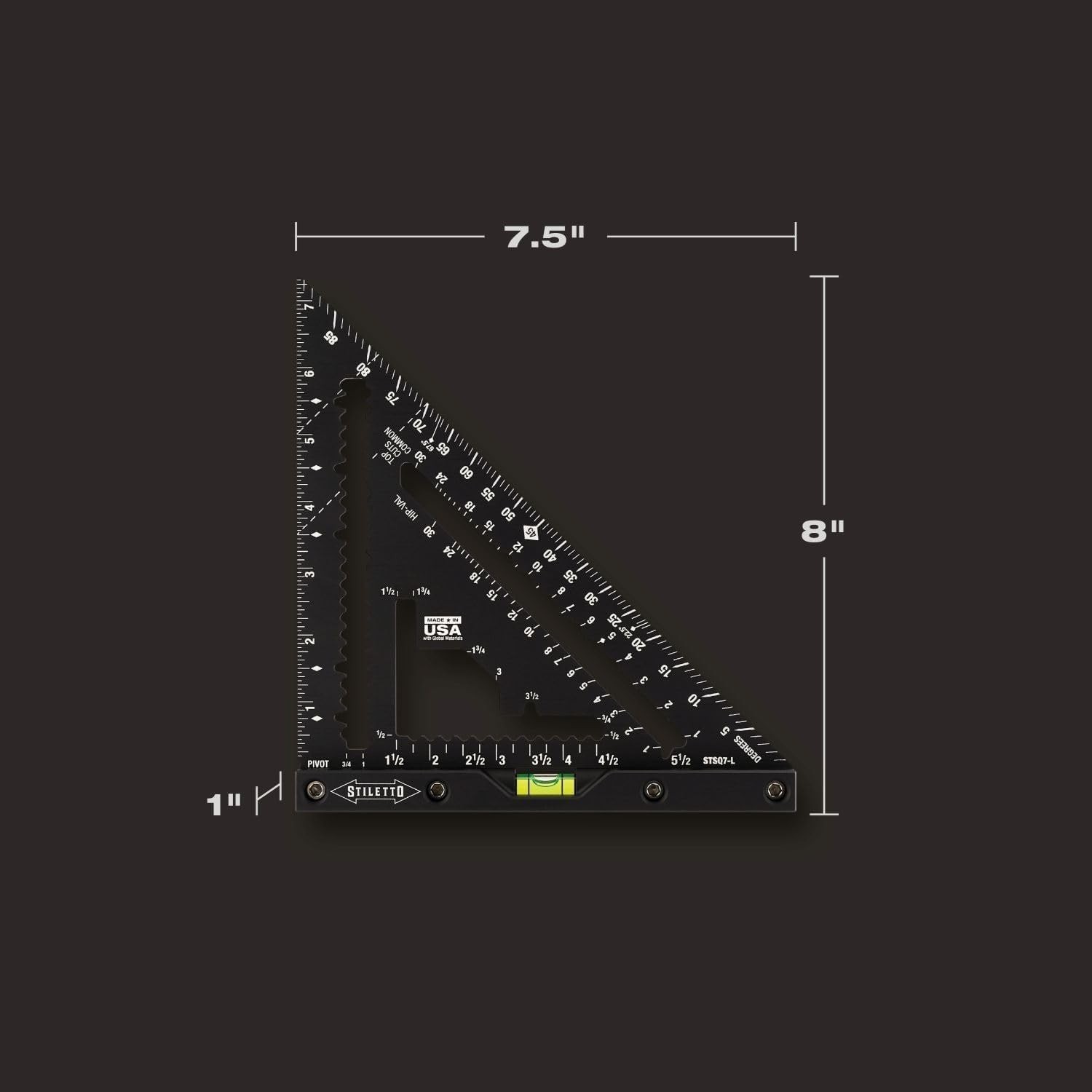 Stiletto STSQ7-L 7 Carpenter Square with Level