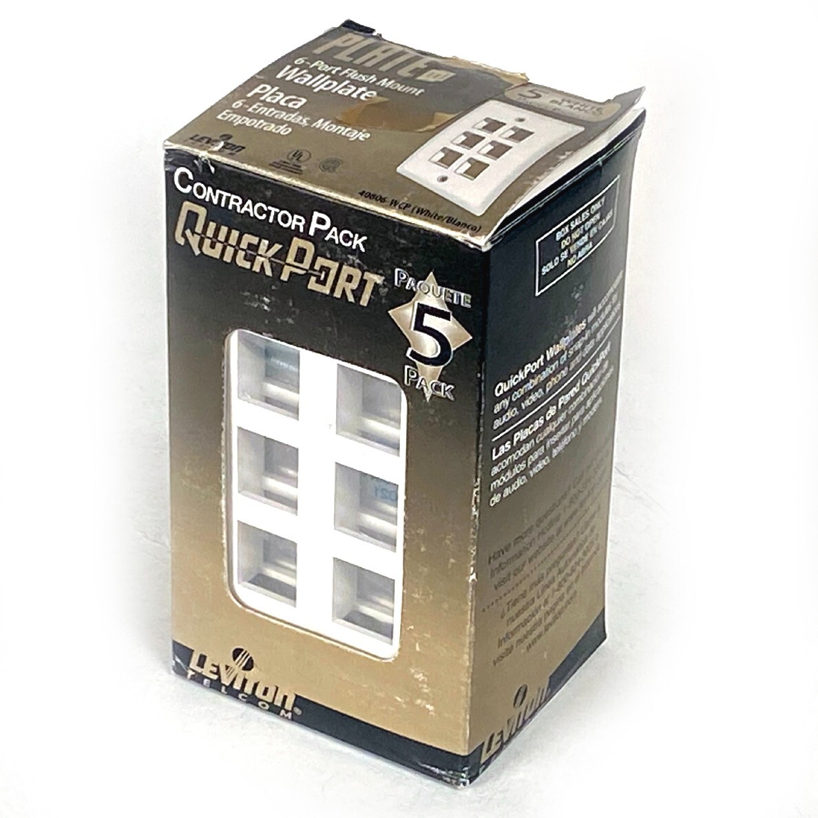 LEVITON "QUICKPORT" 41080-6AP -- 6-PORT PLASTIC WALLPLATE (5-PACK) ALMOND -- NIB