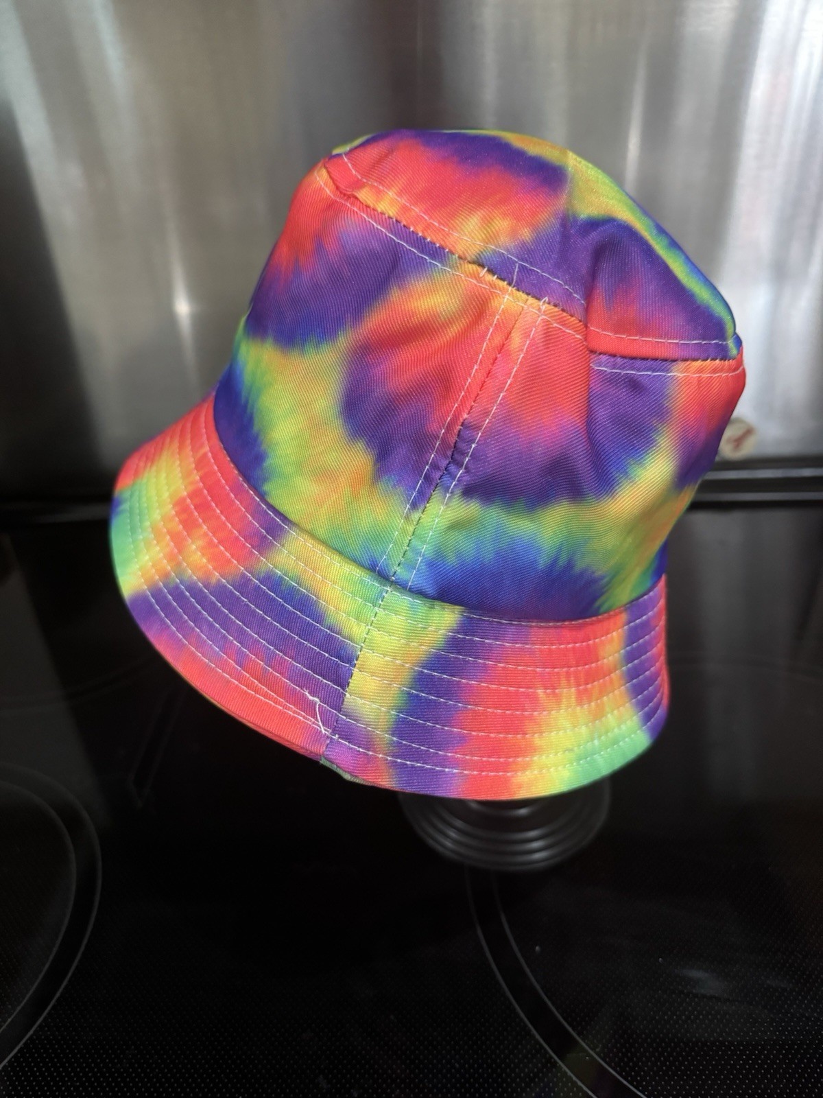 Tie Dye Hat Bucket Style Happy With Smiley Face Hippy Boho Festival Free Spirit