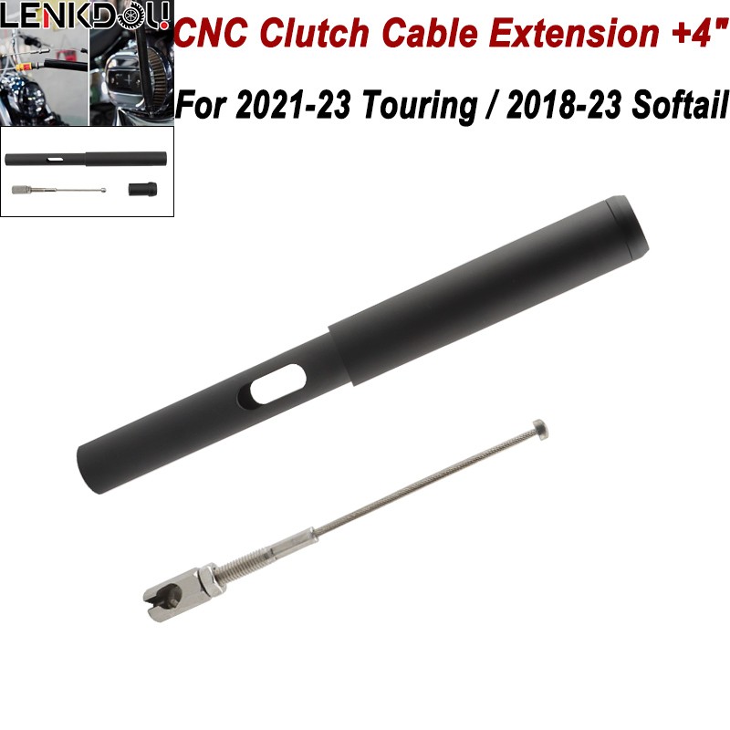 Black 4" Clutch Cable Extension for Harley Softail 2018-23 Touring Dyna 2021-23
