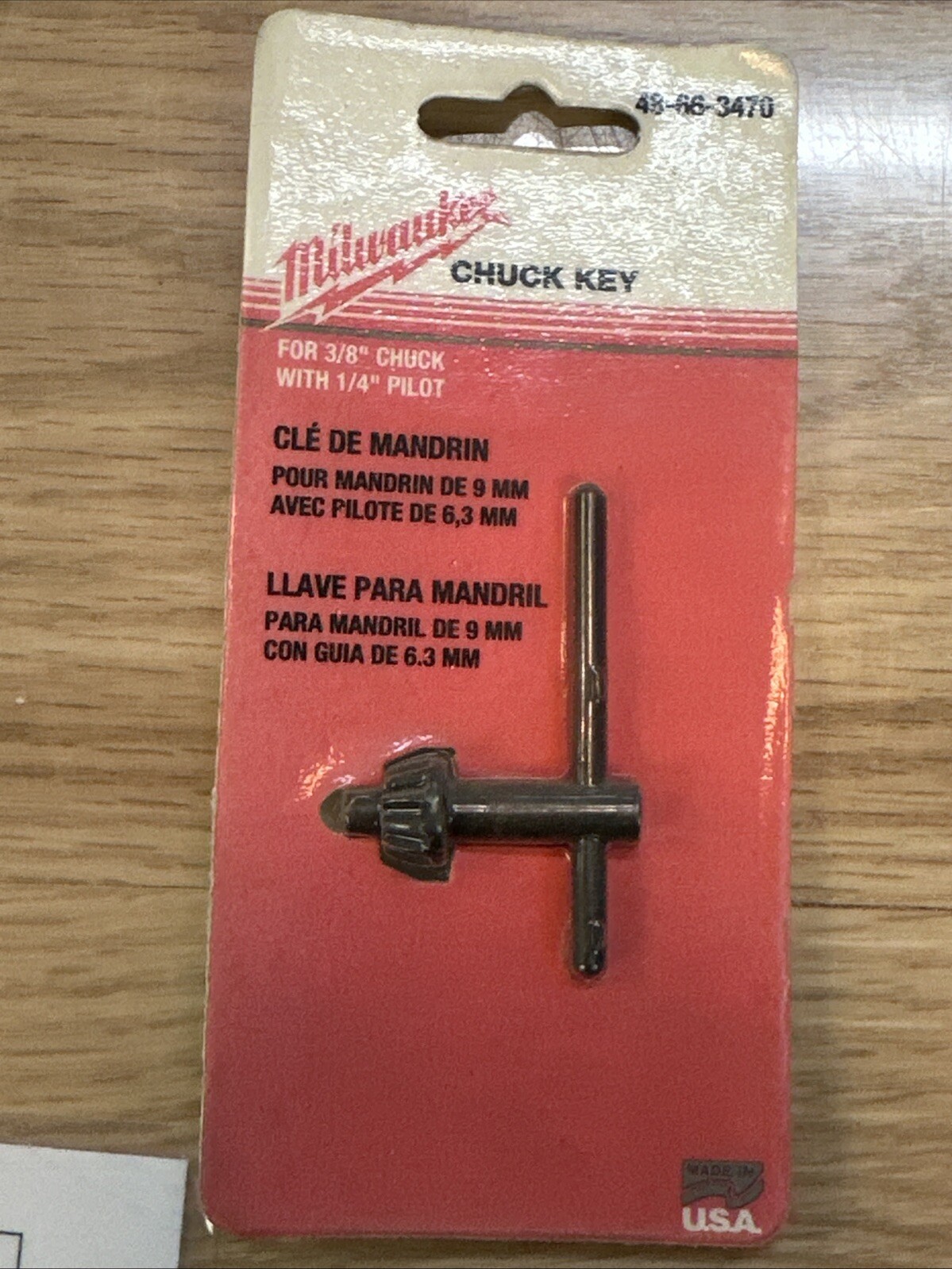 Milwaukee 48-66-3470 3/8” KG Chuck Key Jacobs w/ 1/4" Pilot