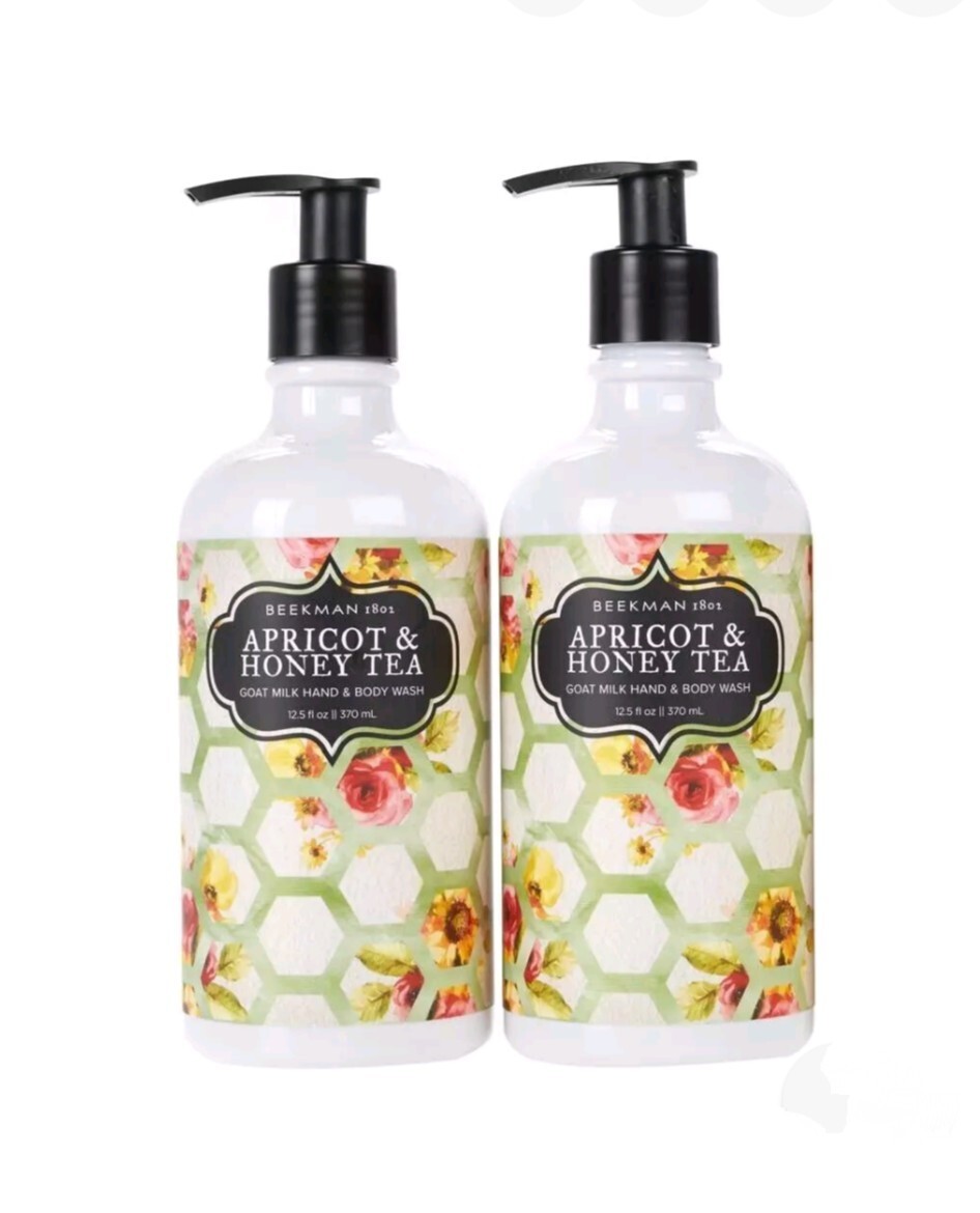 Beekman 1802 Goat Milk Hand Body Wash Set of 2 APRICOT & HONEY TEA 12.5 oz NEW