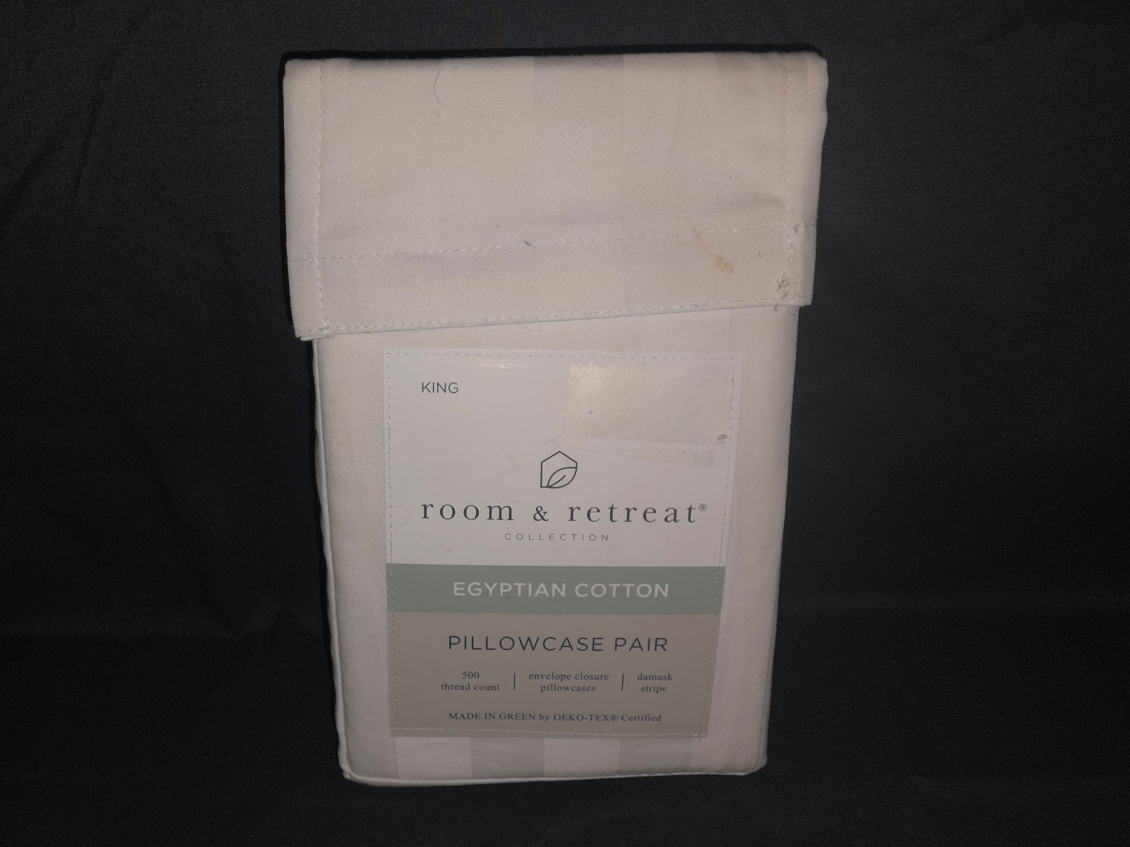 NEW ROOM & RETREAT EGYPTION COTTON WHITE PILLOWCASE PAIR KING 500 THREAD COUNT