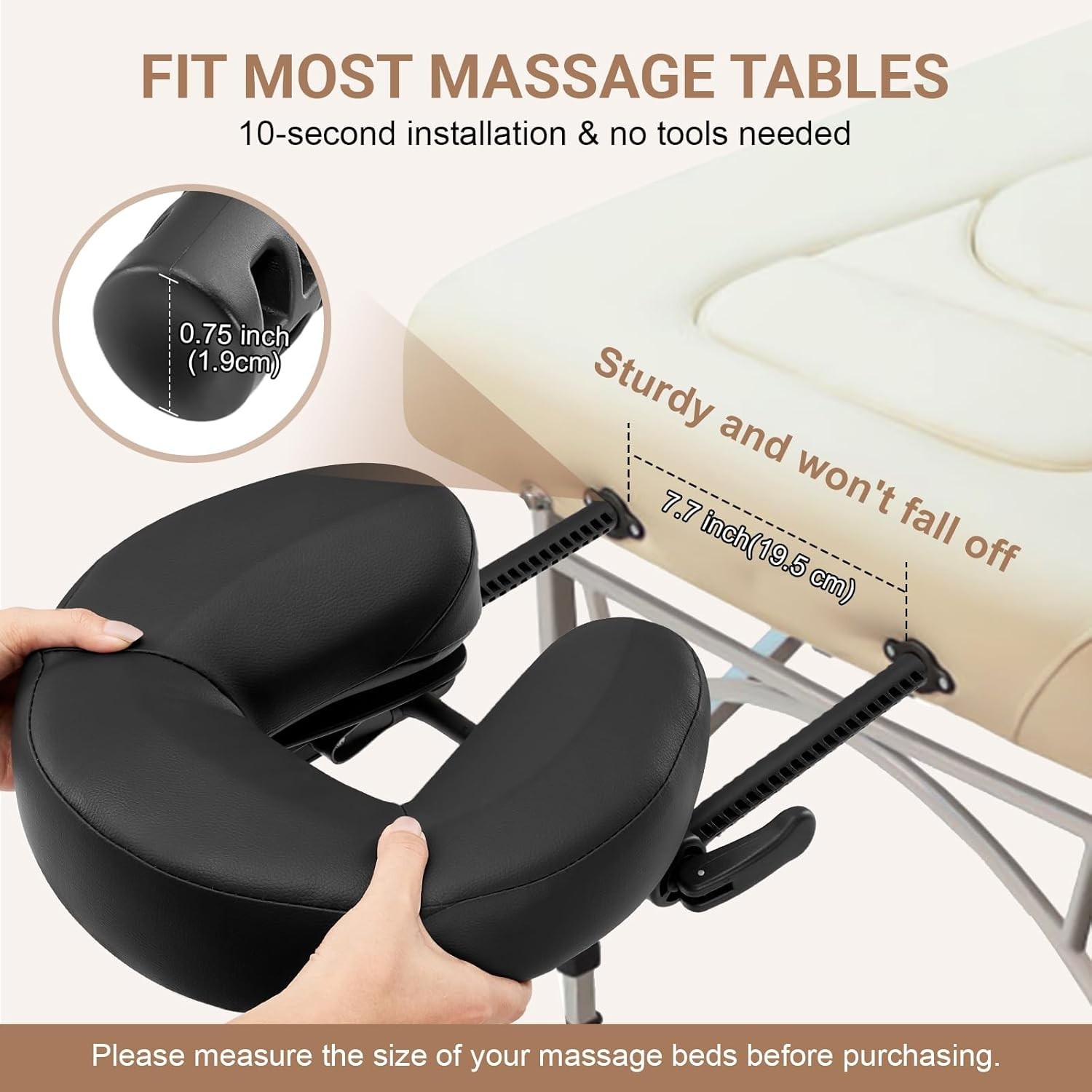 Face Down Tabletop Massage Kit Adjustable Face Cradle and Arm Rest Pad Black