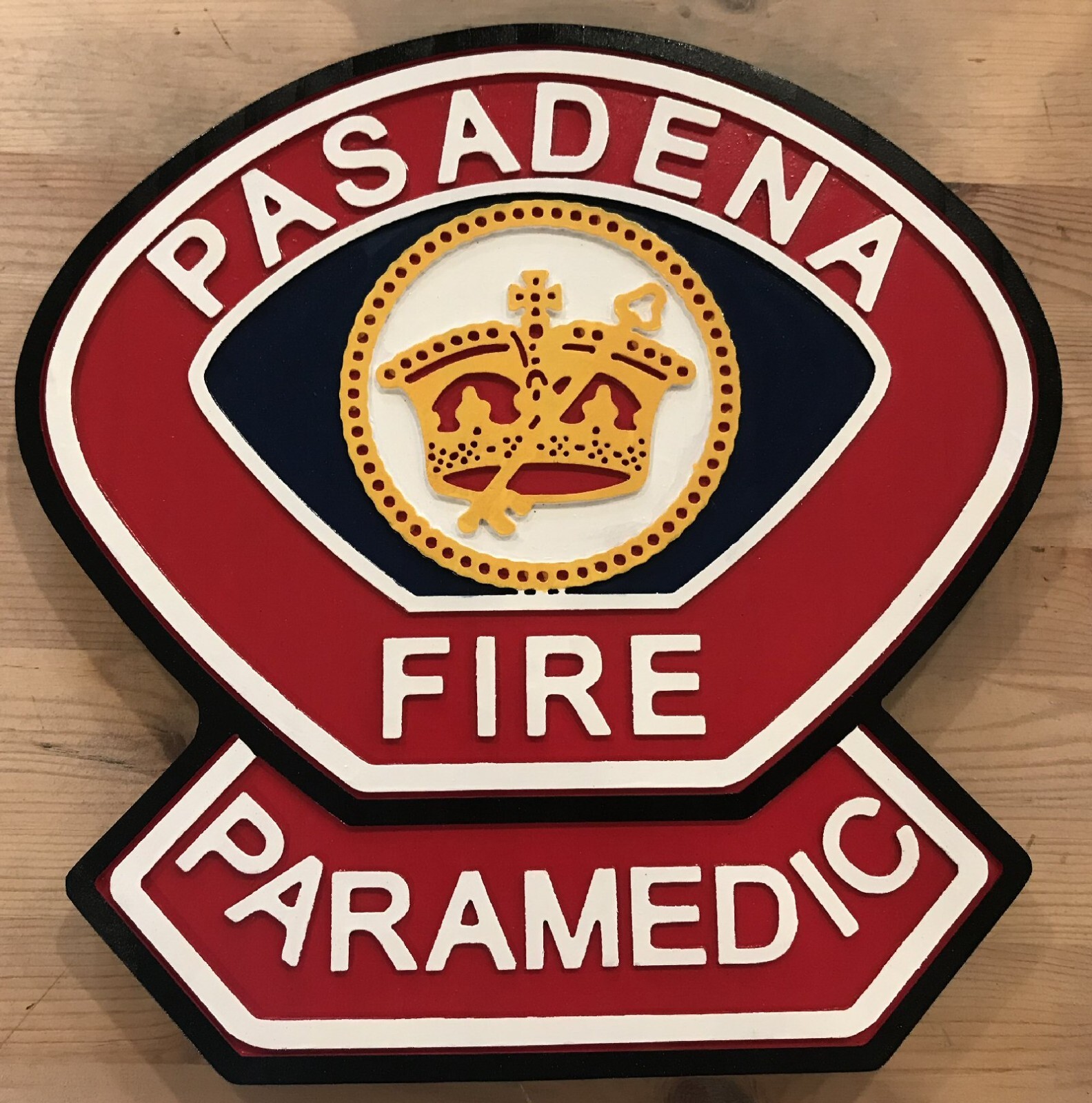 Fire Department Pasadena 3D routed wood patch plaque sign Custom