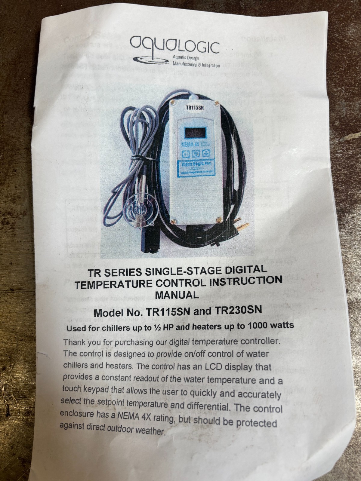 Aqualogic TR230SN Single Stage Controller