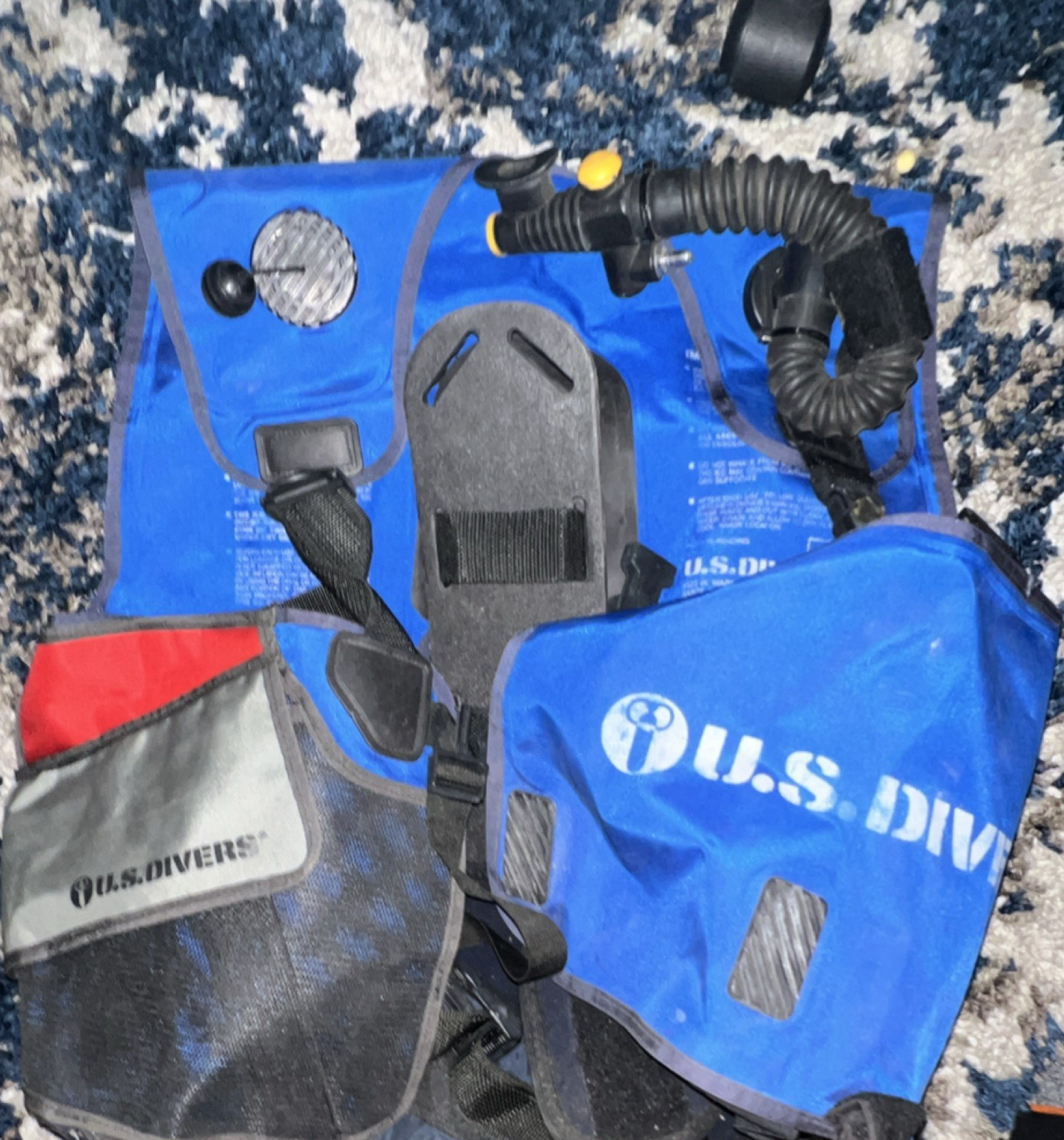 U.S. Divers Pro Scuba Buoyancy Compensator Vest Blue w/ Inflator Hose