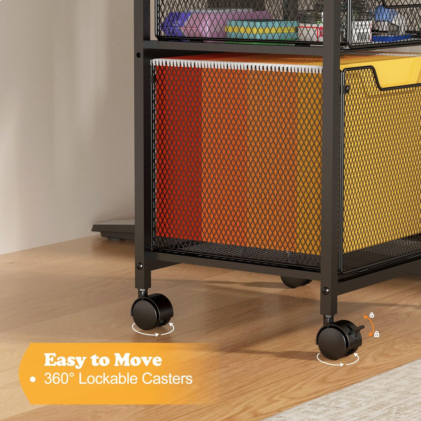 Rolling File Cabinet Cart, Printer Stand with Storage Drawer, Mobile Filing C...