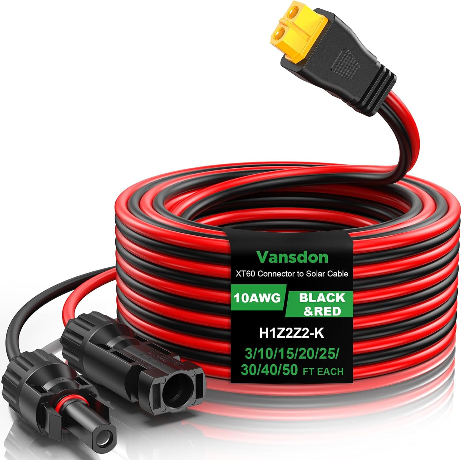 10AWG XT60 Solar Cable- Solar to XT60 Cable 3 10 15 20 25 40 50FT Extension Cabl