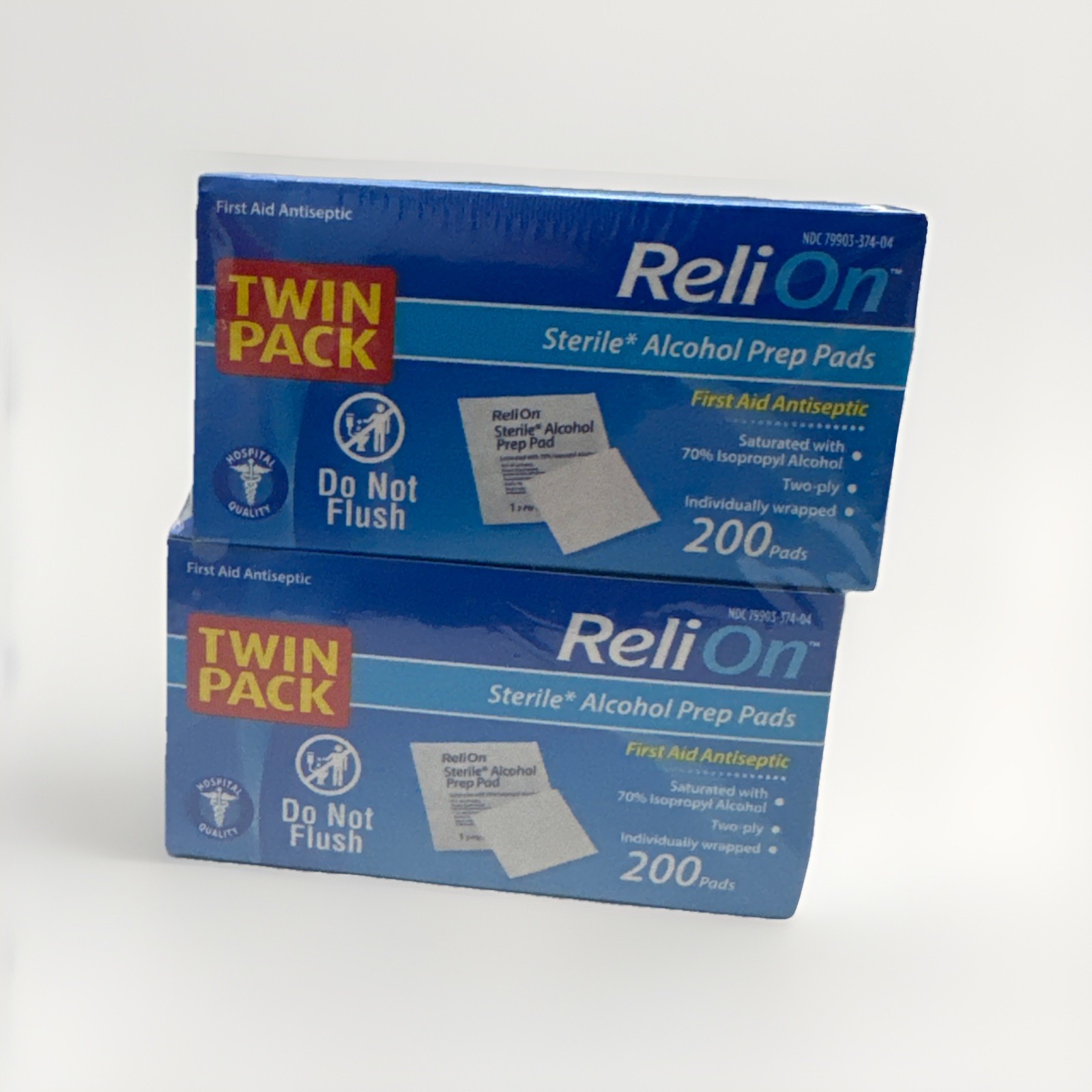 ReliOn Twin Pack Alcohol Prep Pads - 2x200(400 Total Alcohol Prep Pads)