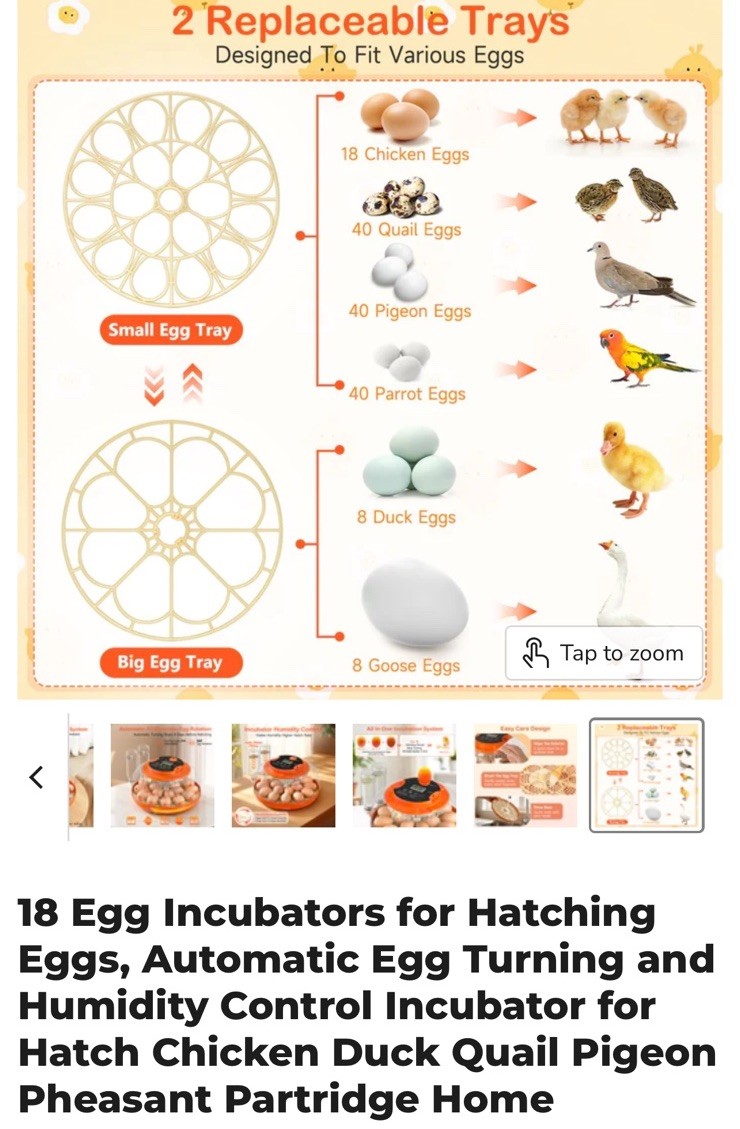 (20)18 Egg Incubators for Hatching Eggs, Automatic Egg Turning and Humidity Cnt